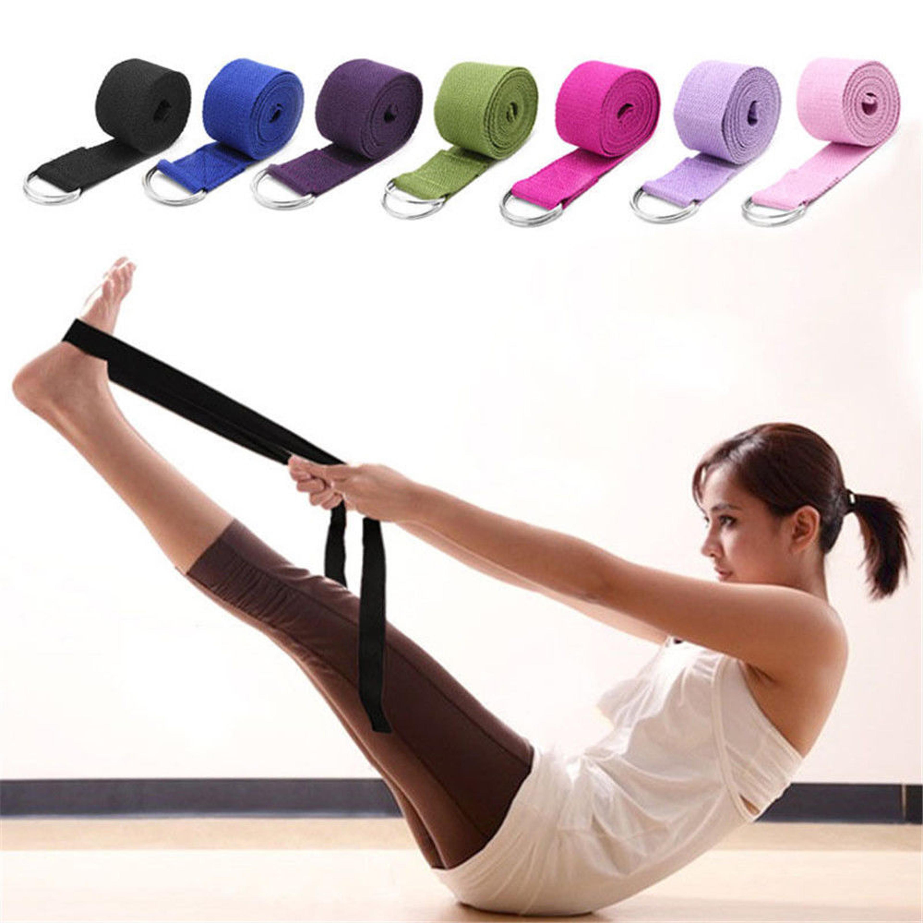 adjustable yoga stretch strap with d ring for flexibility training and home gym support