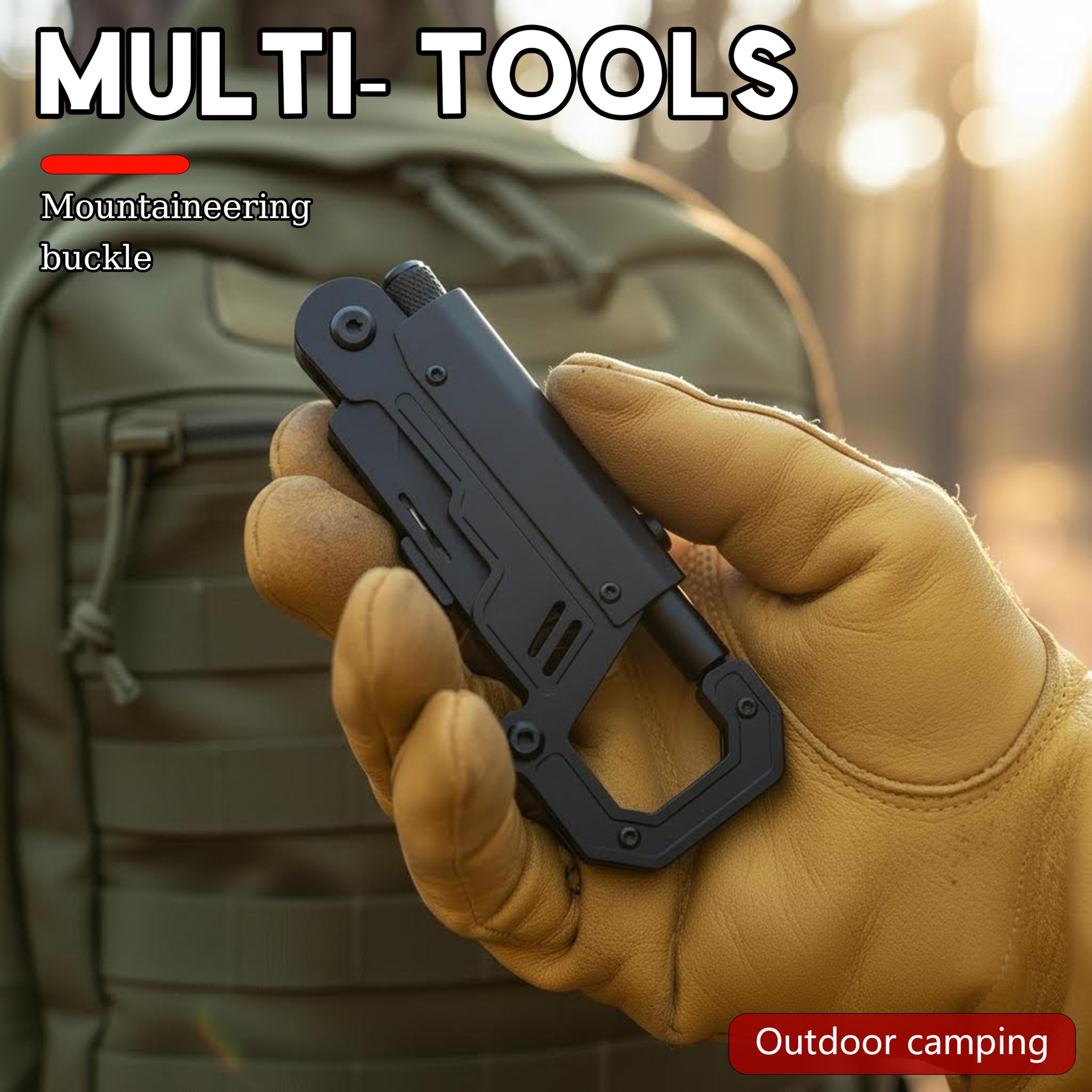 heavy duty edc multi tool knife with carabiner clip outdoor survival tool tactical pocket gear