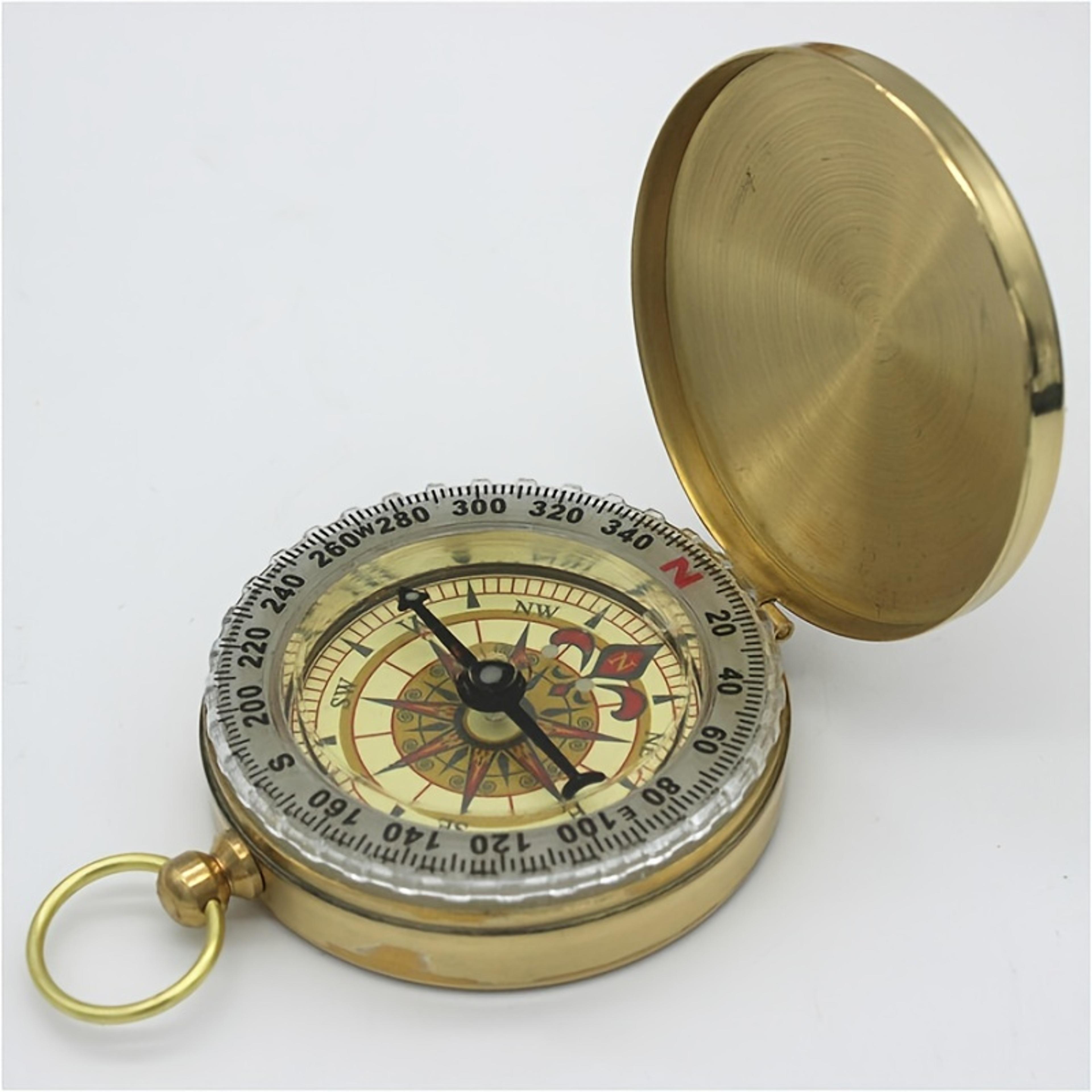 high precision brass pocket compass with luminous dial for hiking and navigation
