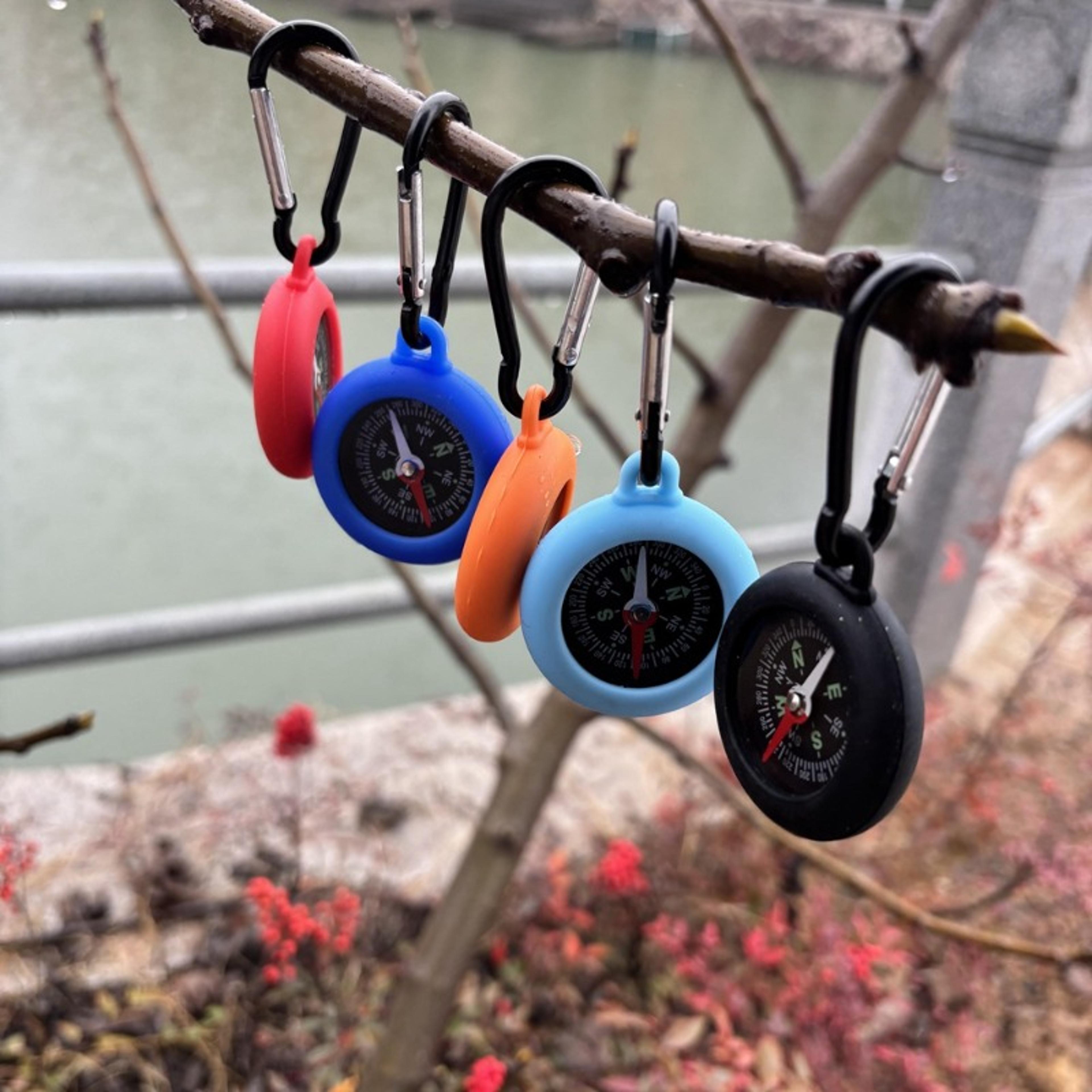 outdoor survival compass with carabiner clip portable bushcraft hiking gear