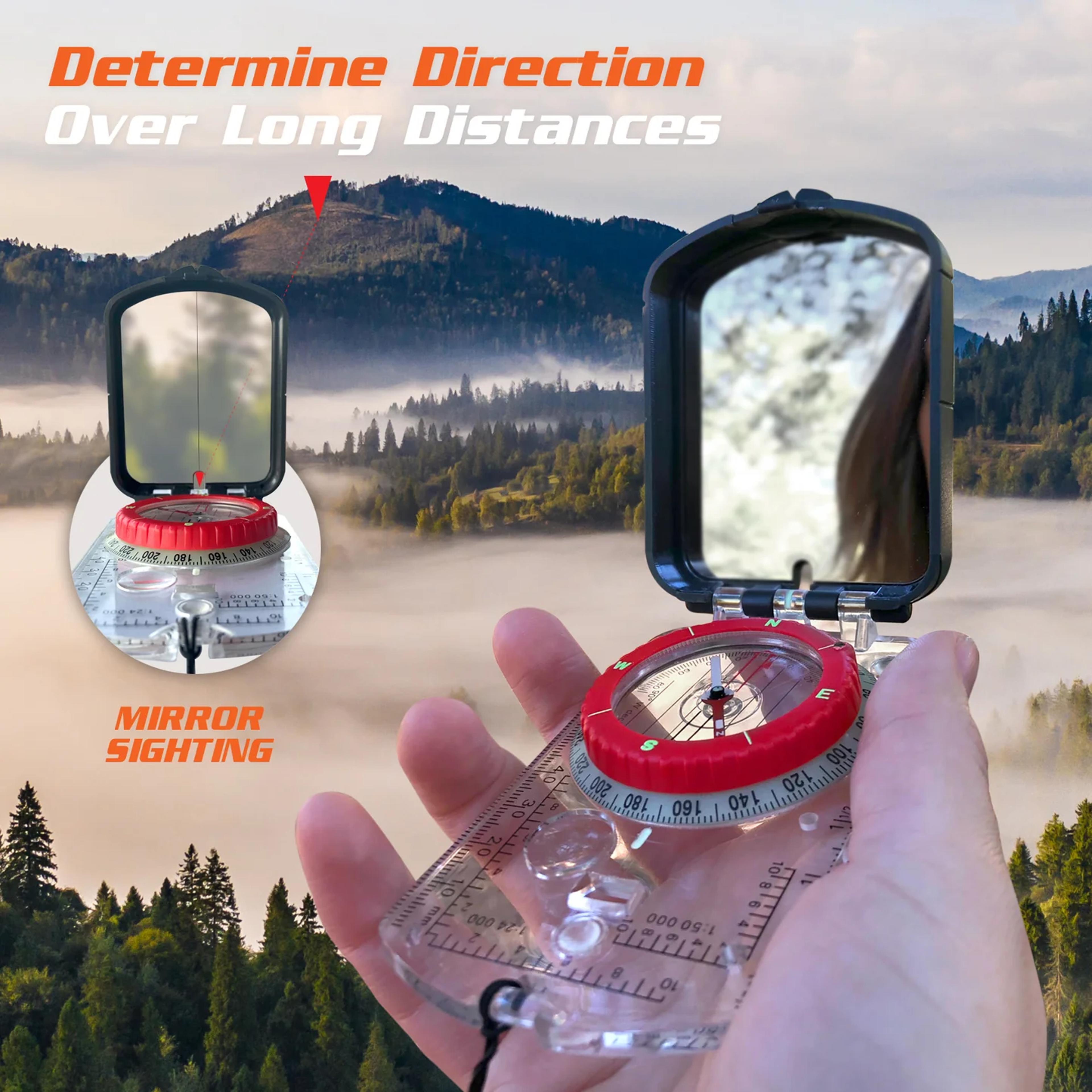 precision navigation compass with mirror led clinometer for hiking survival and map reading