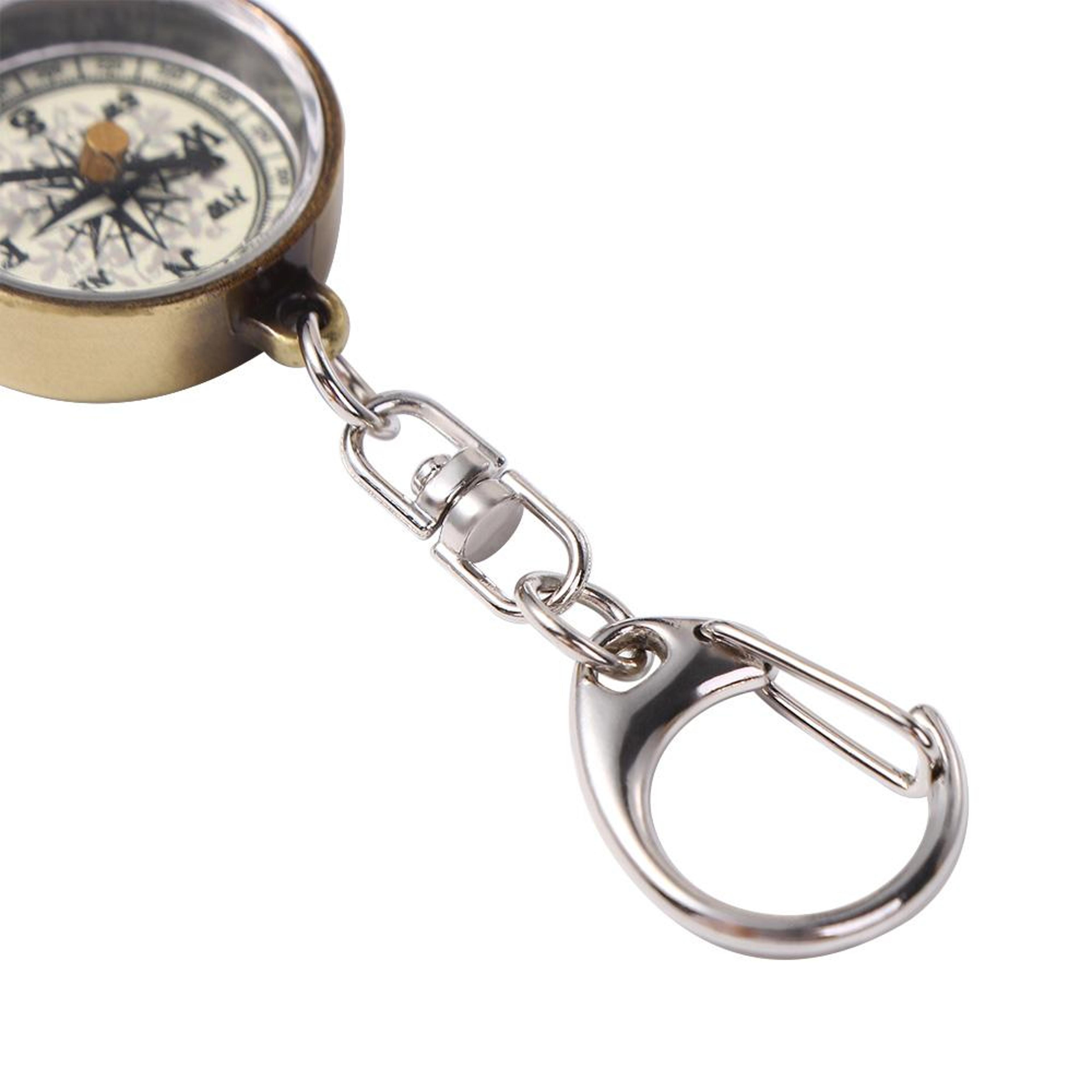 vintage mini compass keychain portable pocket compass for hiking camping survival gear