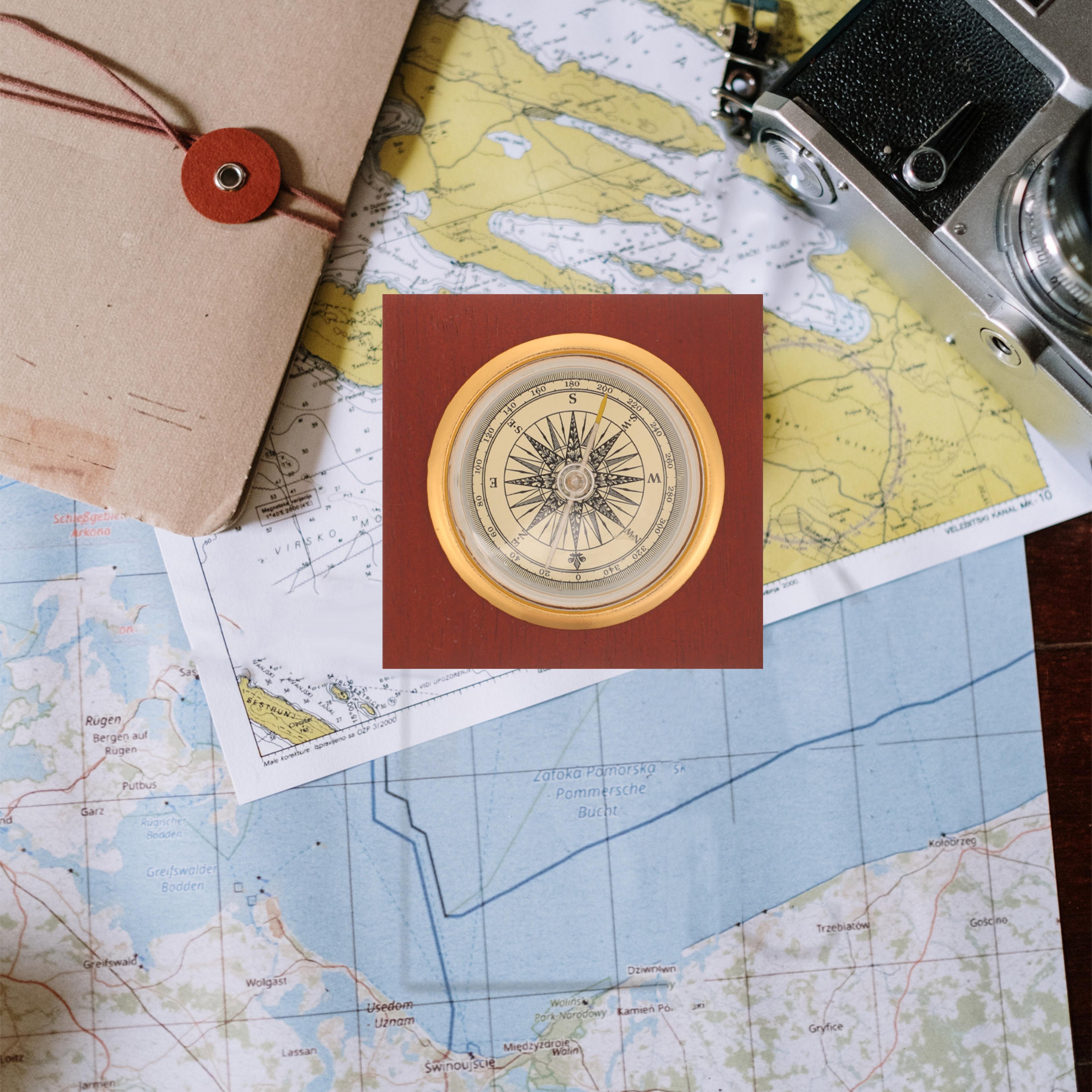 vintage wooden compass for hiking outdoor survival navigation tool