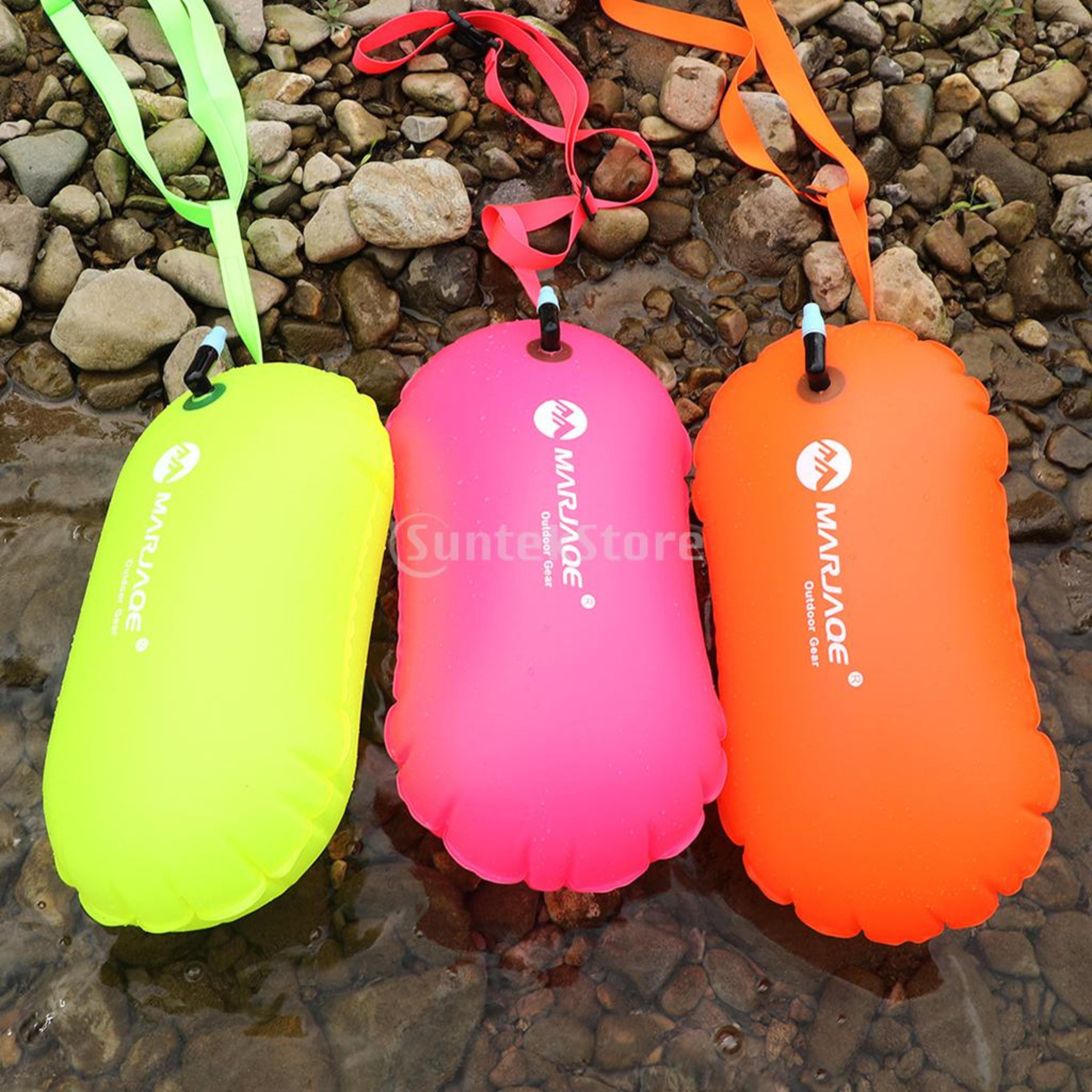 high visibility swim buoy float with waist belt for open water safety training