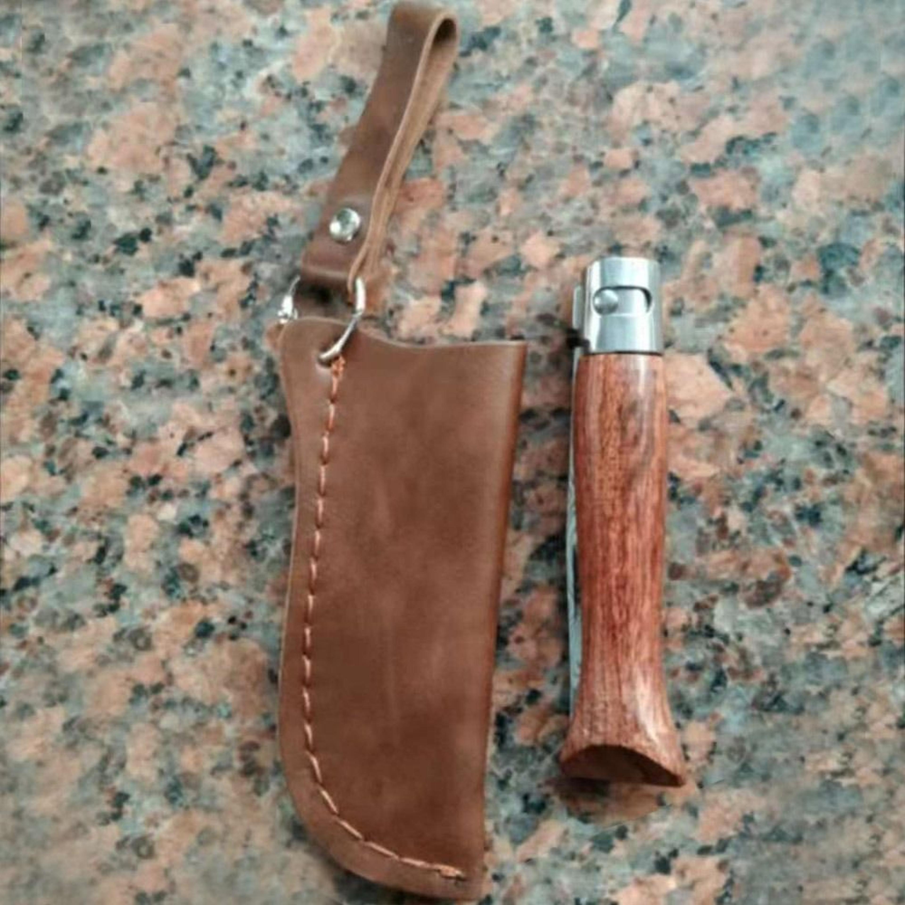 leather knife sheath belt loop holster durable outdoor carry flashlight holder