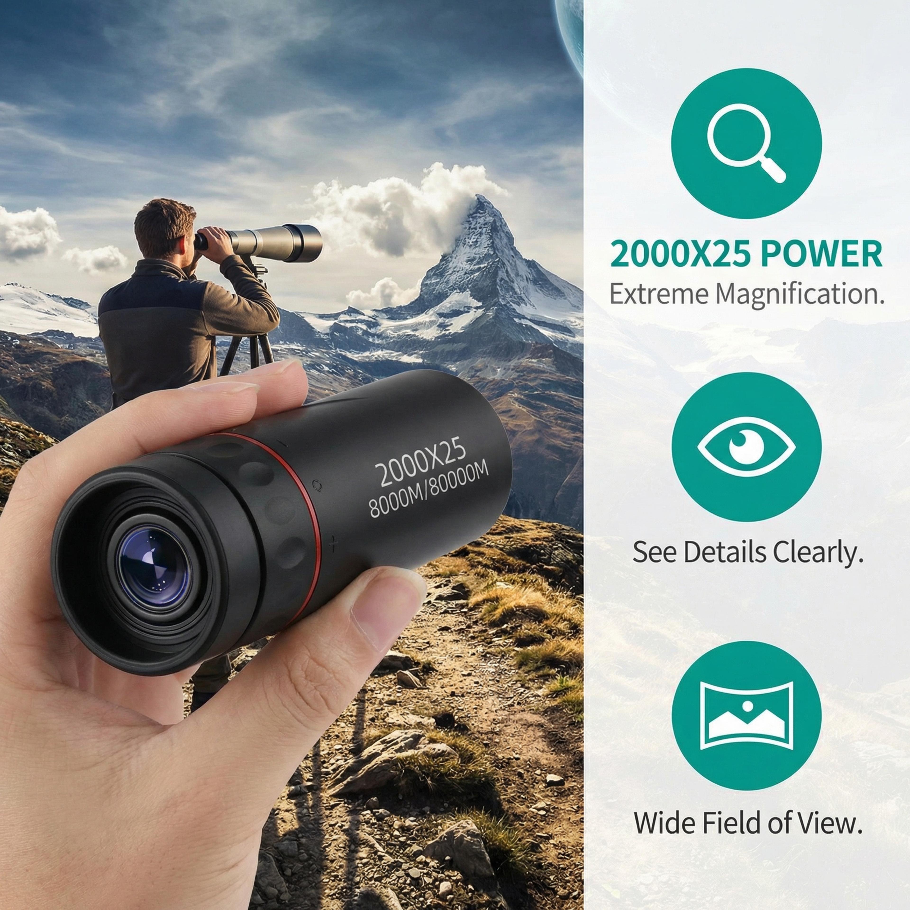 portable monocular telescope with phone holder for birdwatching and camping zoom lens