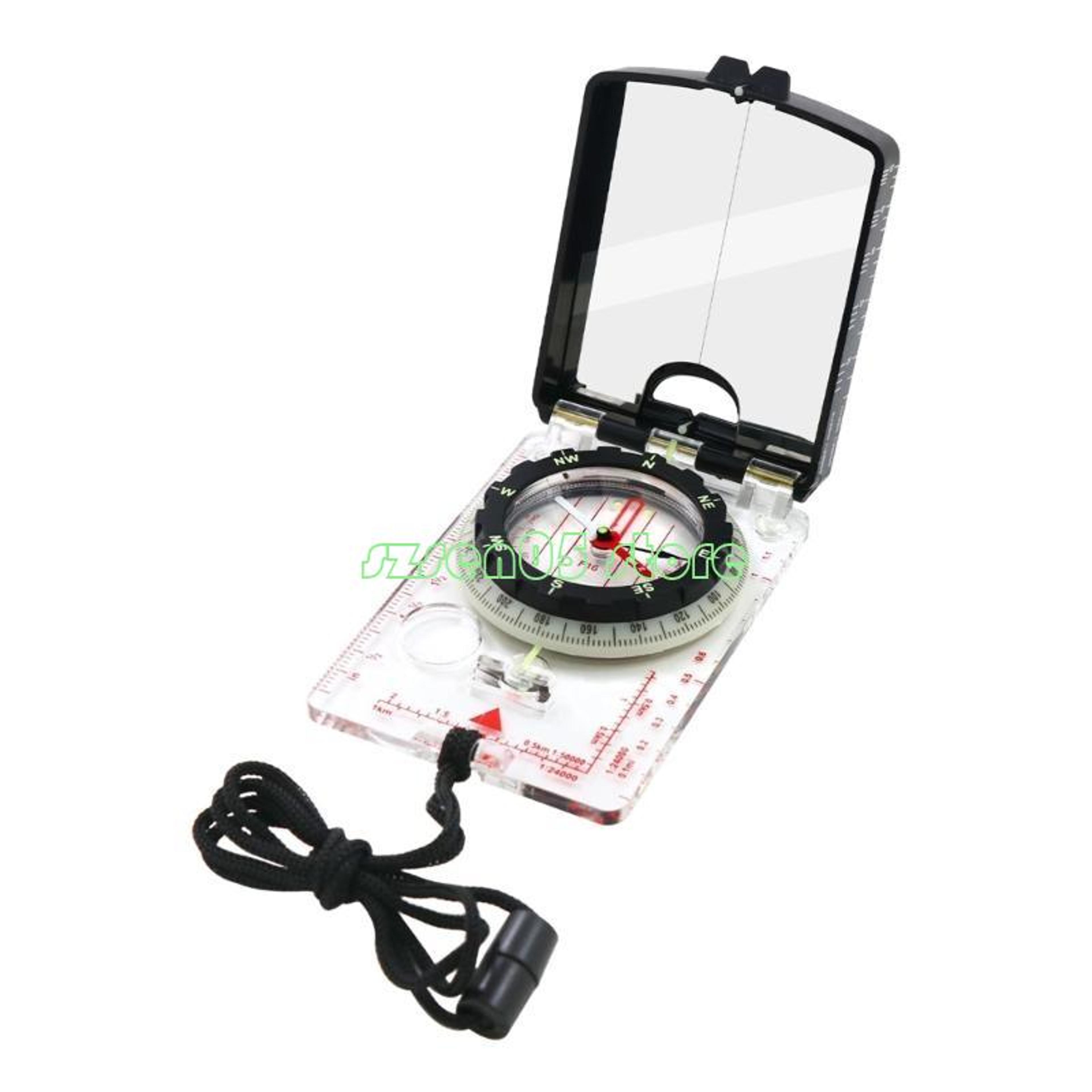 adjustable declination orienteering compass with map scale & neck strap for hiking and navigation