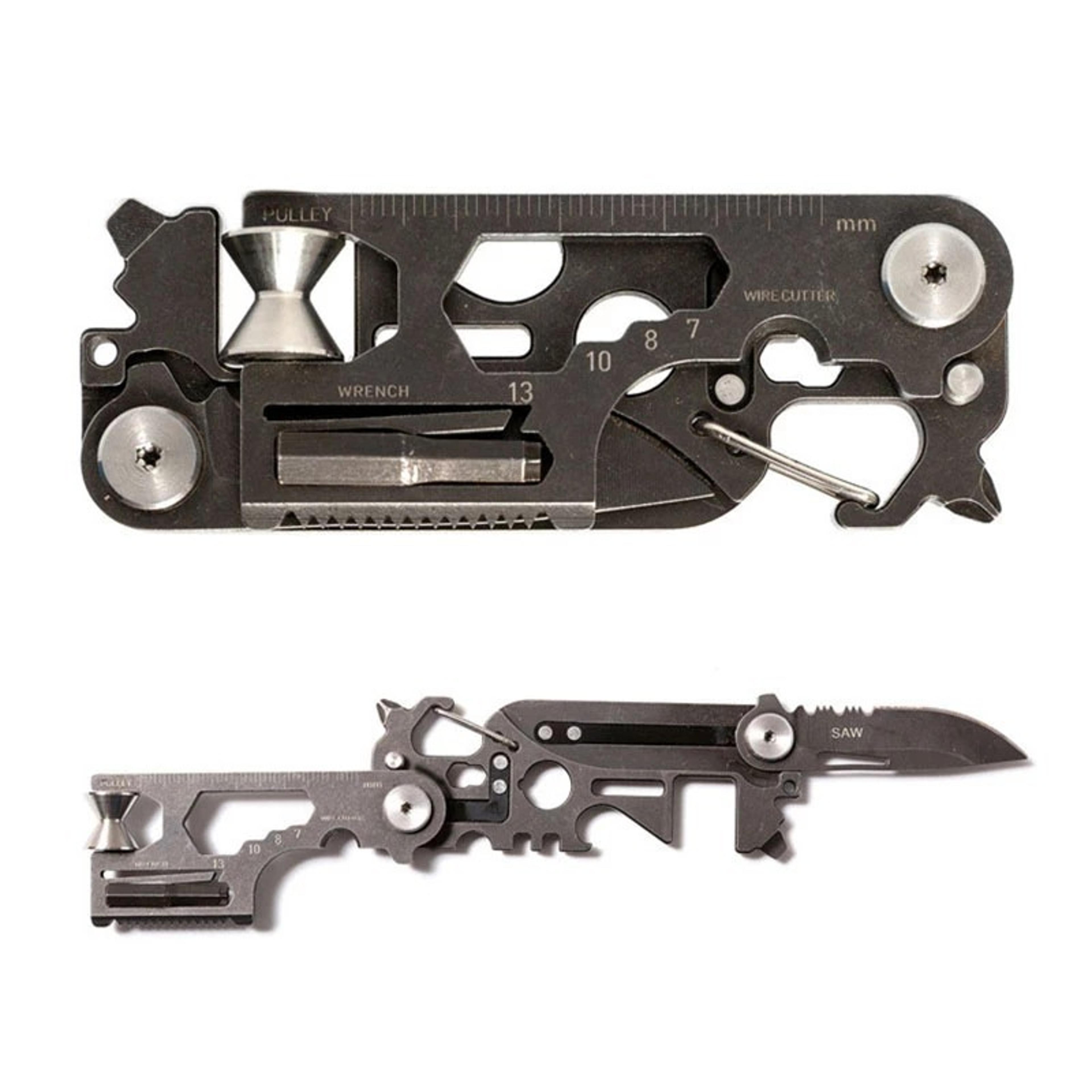 all-in-one outdoor survival multi tool knife with corkscrew and wrench pocket edc gear