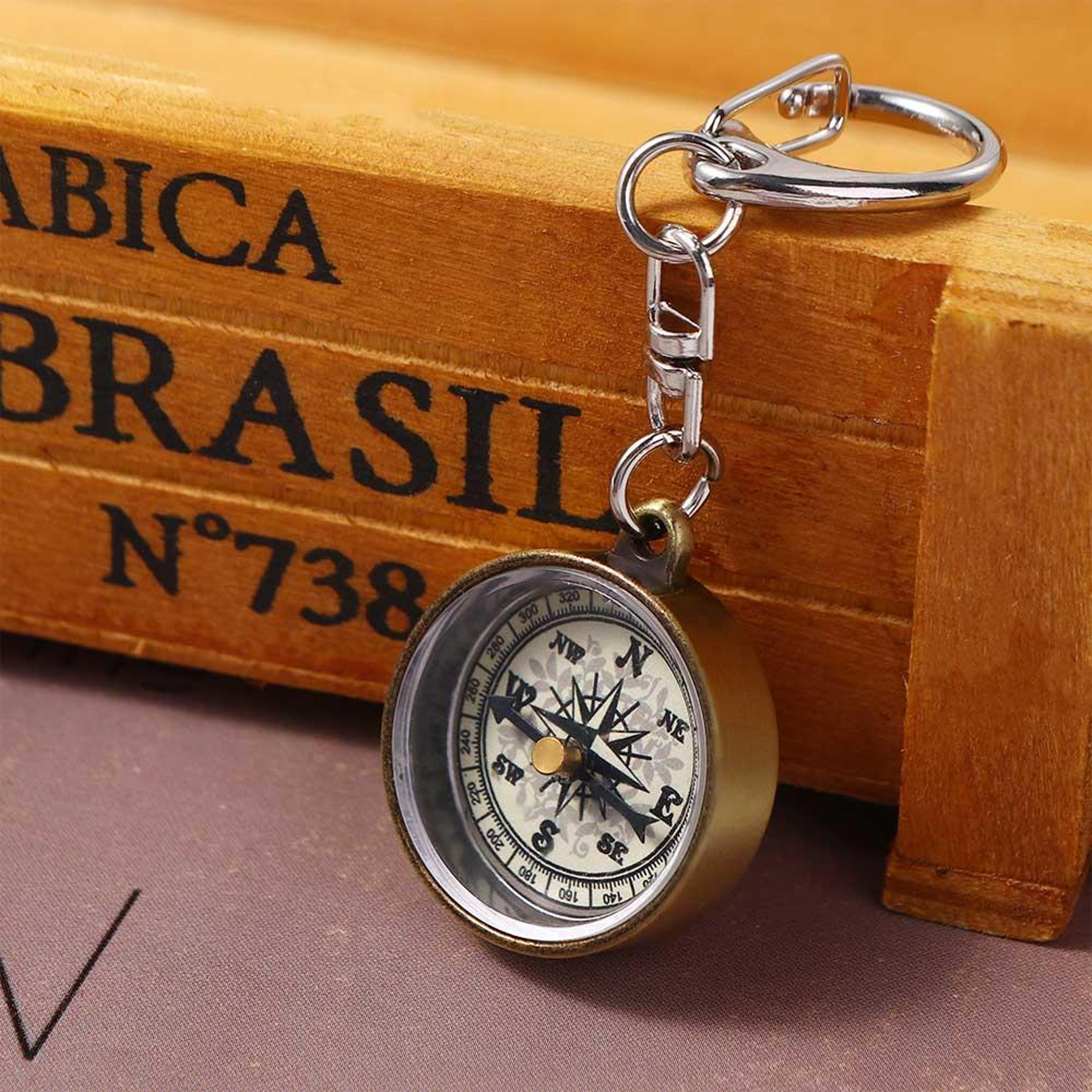 vintage mini compass keychain portable pocket compass for hiking camping navigation
