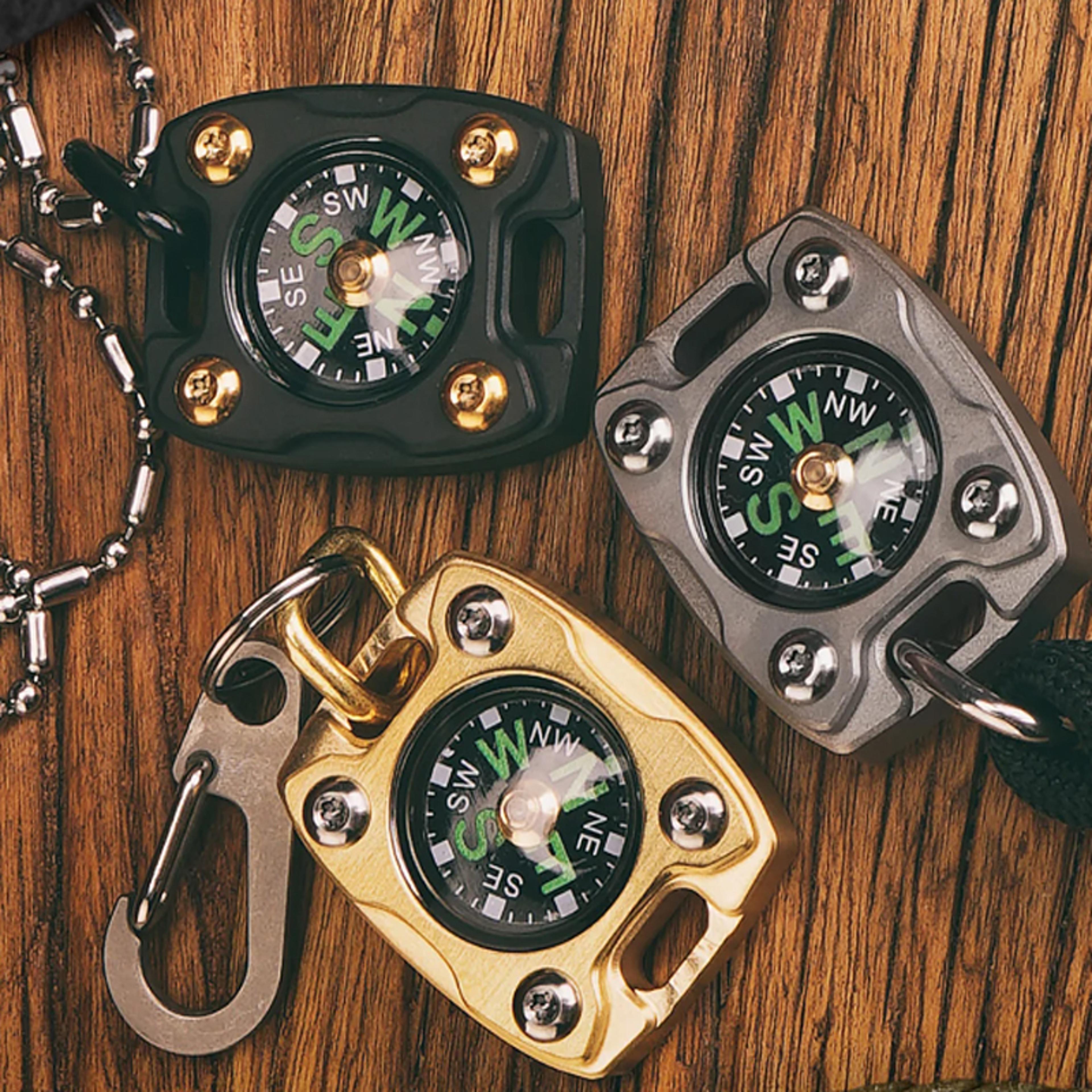 titanium edc compass pendant glow waterproof mini survival compass keychain