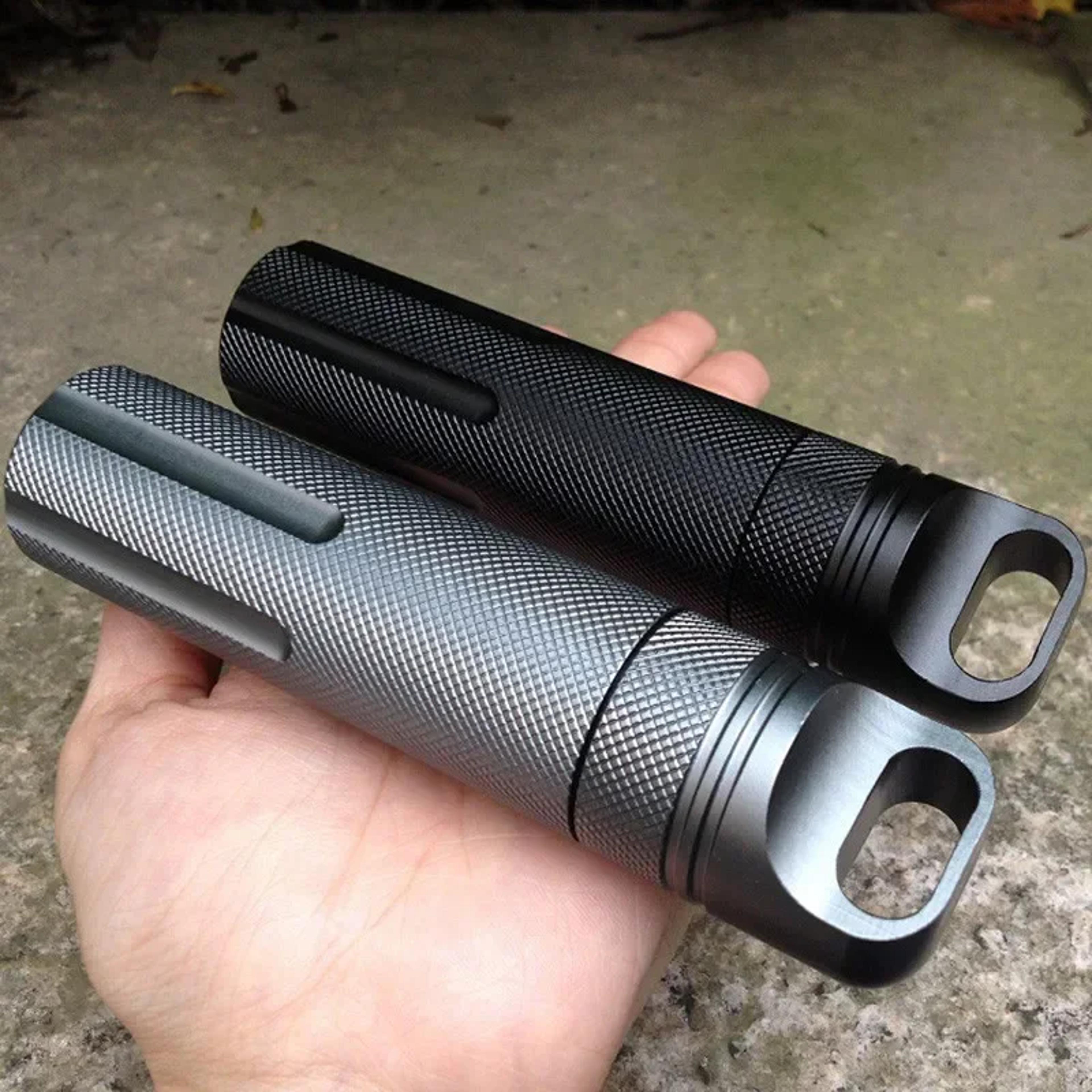 waterproof aluminum pill case keychain mini edc survival capsule container