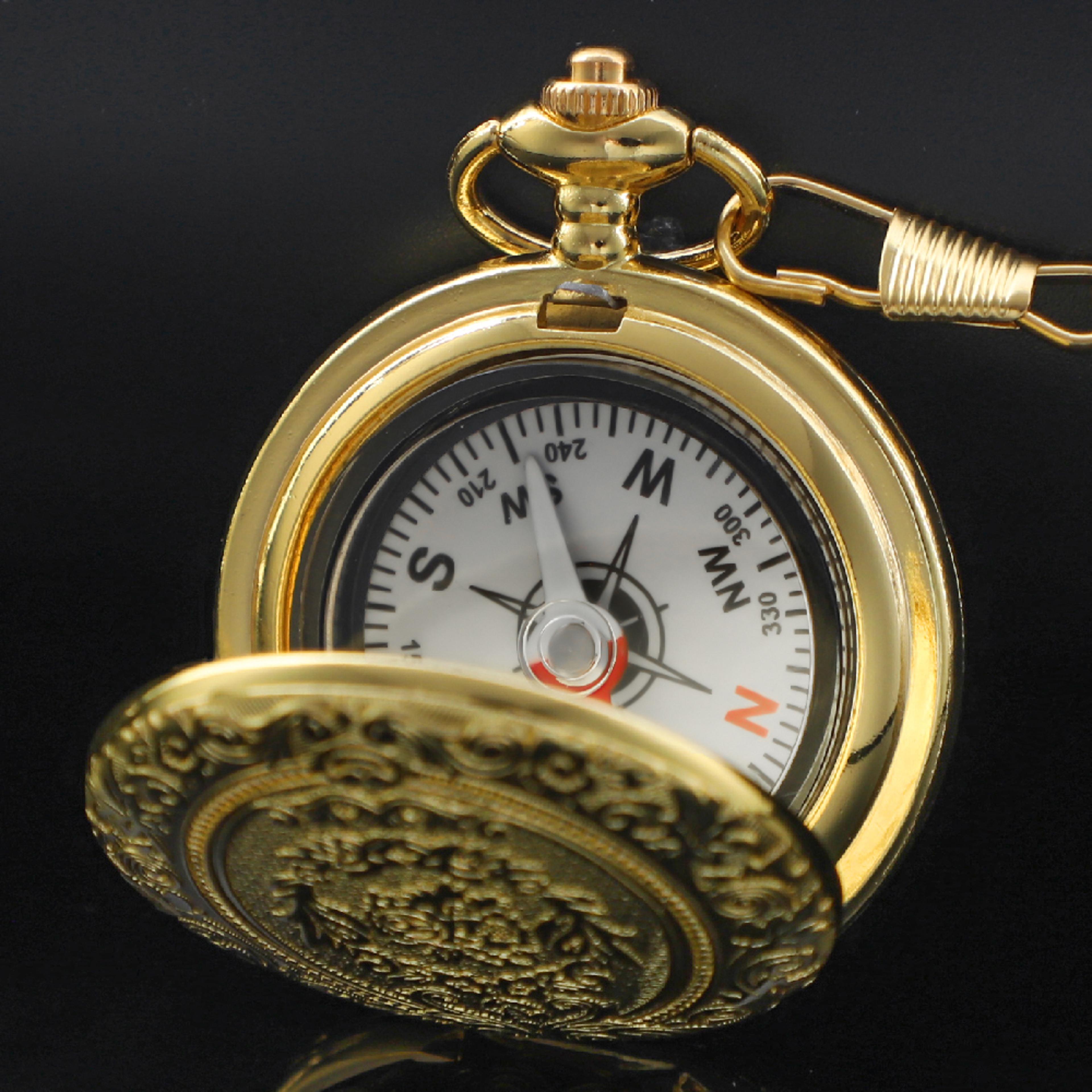 vintage brass compass pocket watch for hiking, survival, outdoor navigation gear