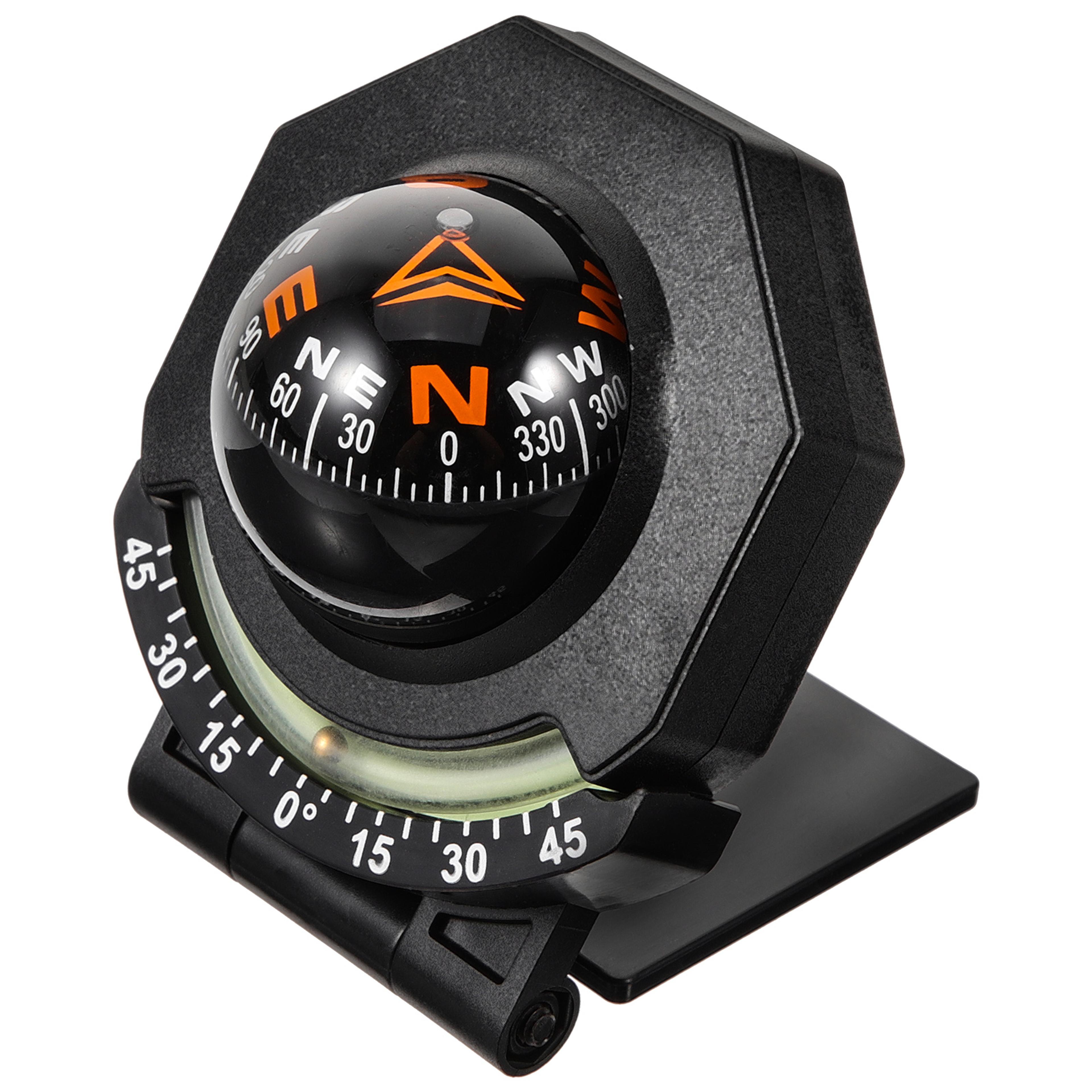 foldable car dashboard compass ball with tilt angle glow for precise vehicle navigation