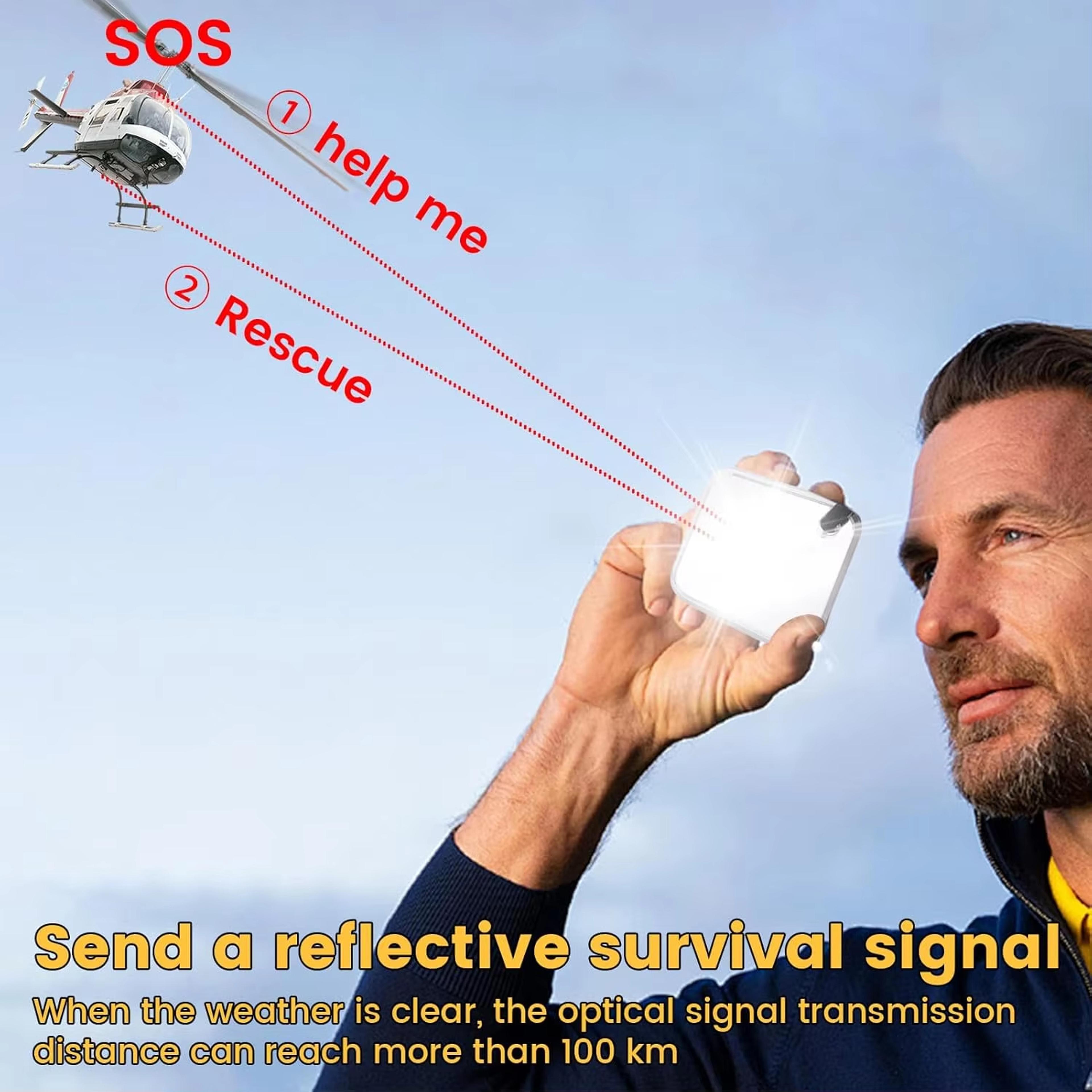 survival signal mirror with compass thermometer carabiner for hiking camping emergency kit