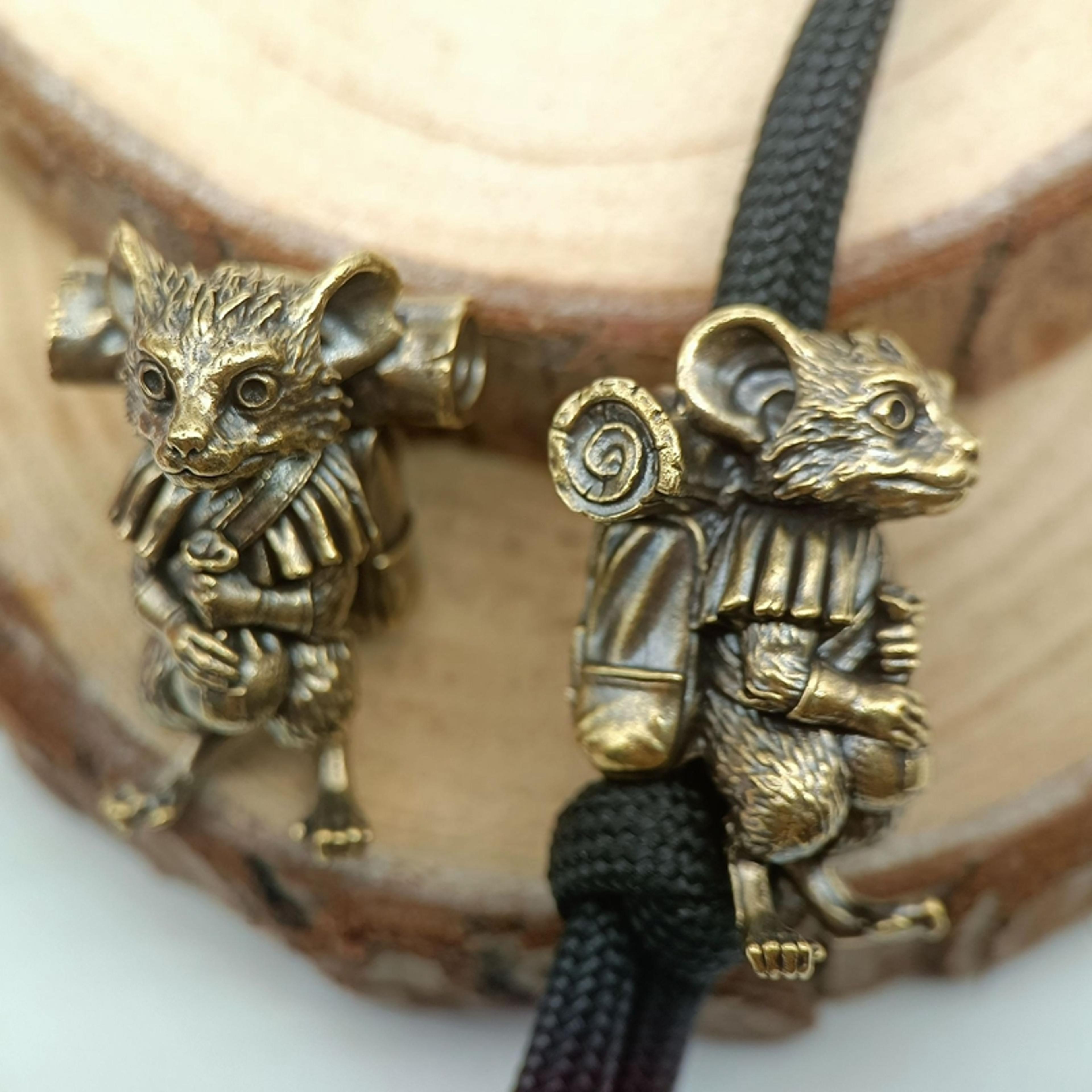 brass rat edc bead for paracord lanyard knife keychain pendant