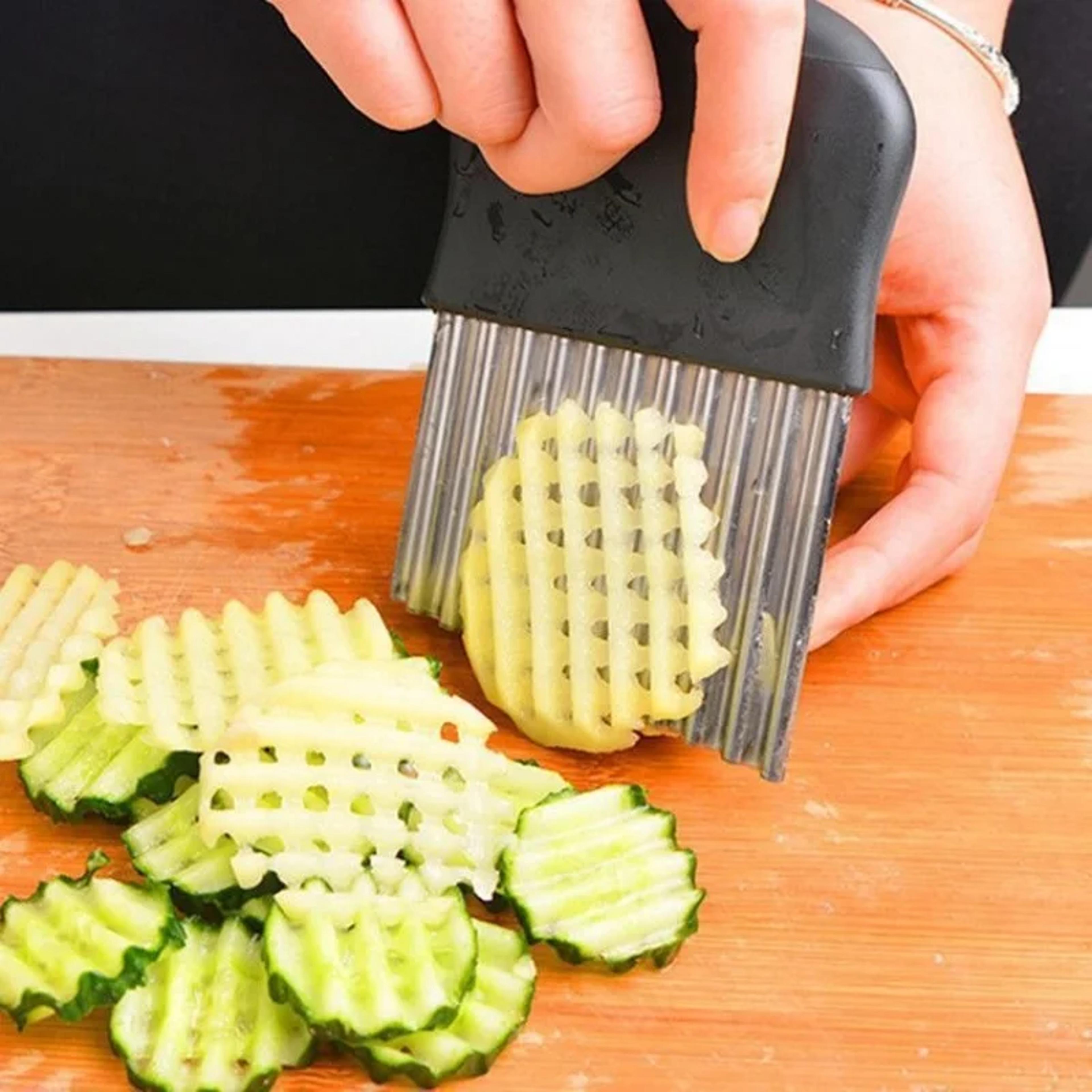 stainless steel crinkle cutter knife wavy vegetable slicer for fries chips and creative cooking