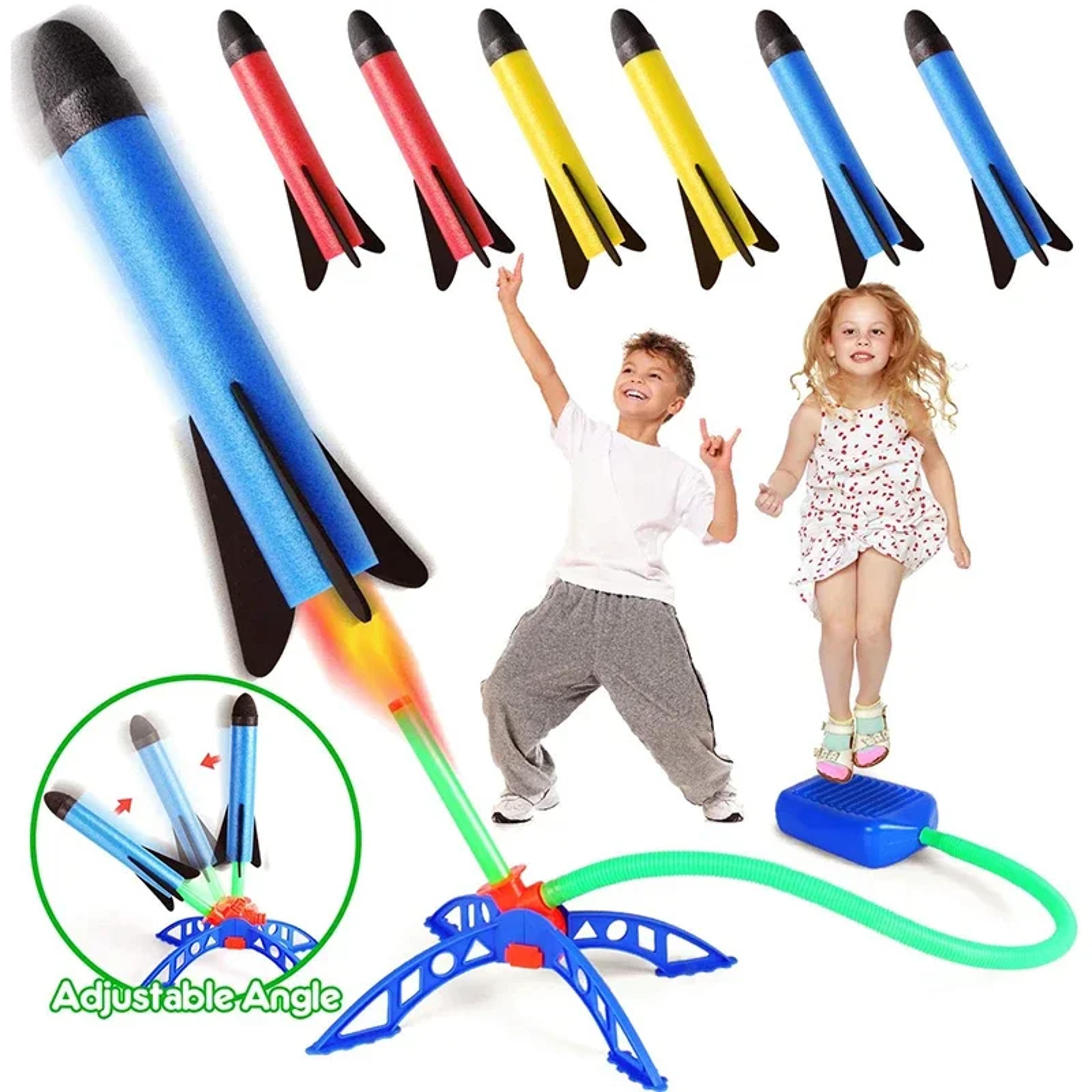 kids outdoor rocket launcher toy air powered stomp rocket with foot pump