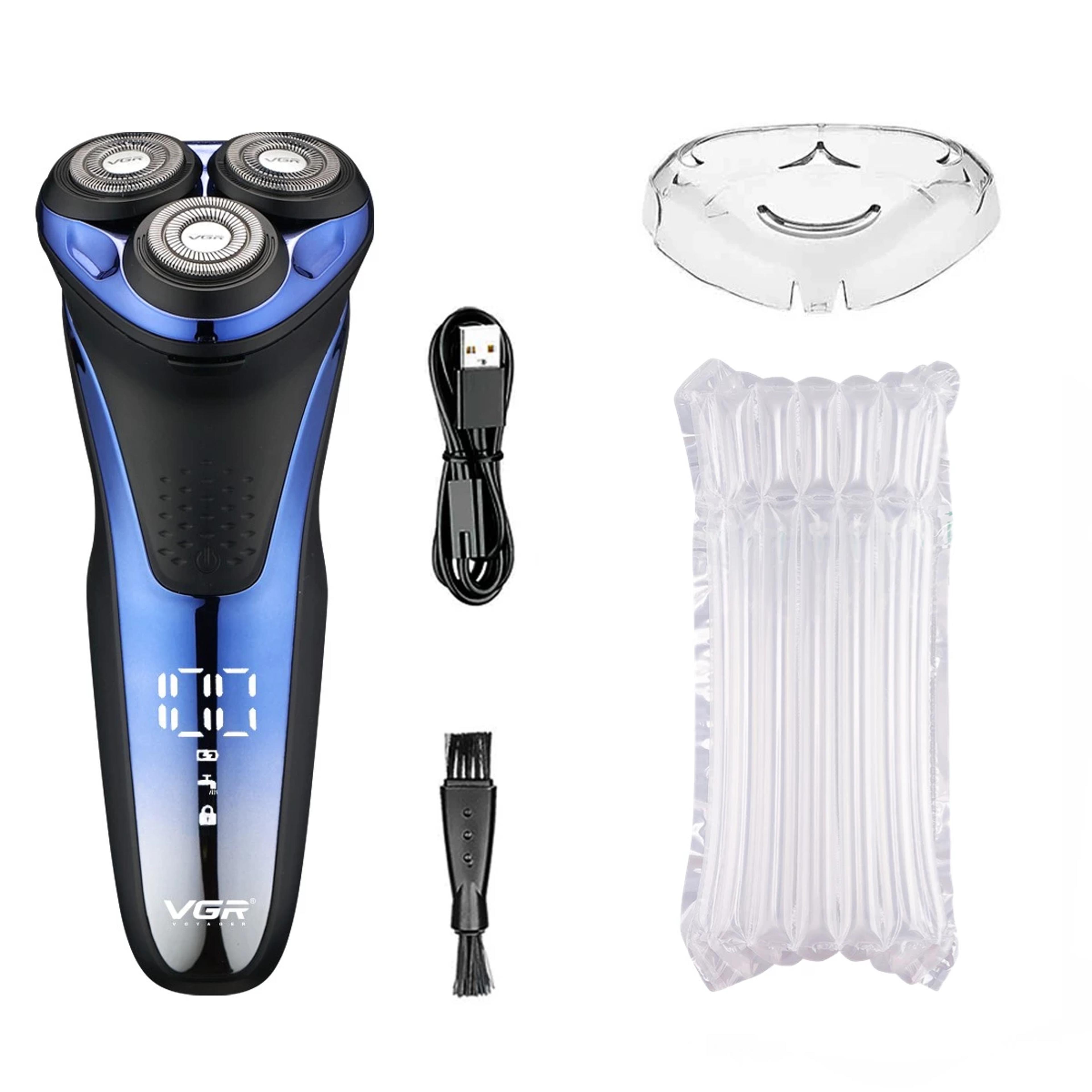 rechargeable waterproof electric shaver with 3d rotary heads & pop up trimmer