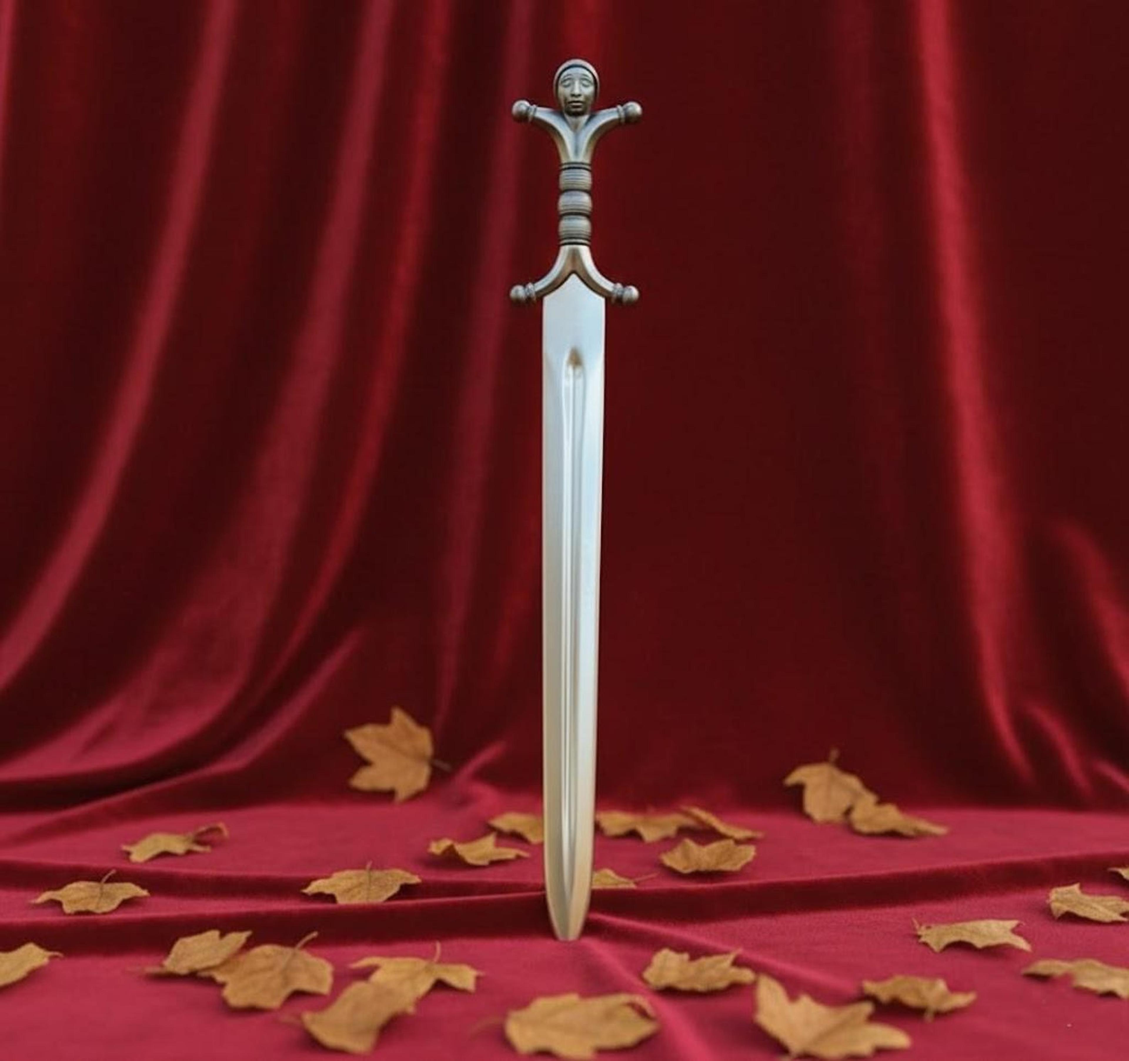 celtic anthropomorphic steel sword 38" medieval replica with leather sheath display gift