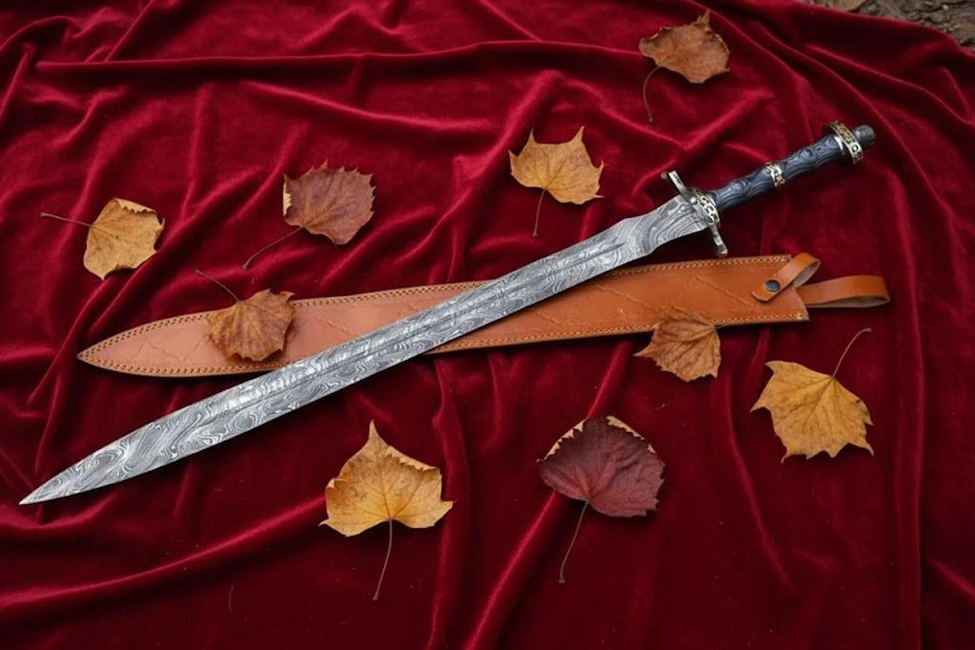 hand forged personalized damascus steel sword 34" medieval historical collectible gift