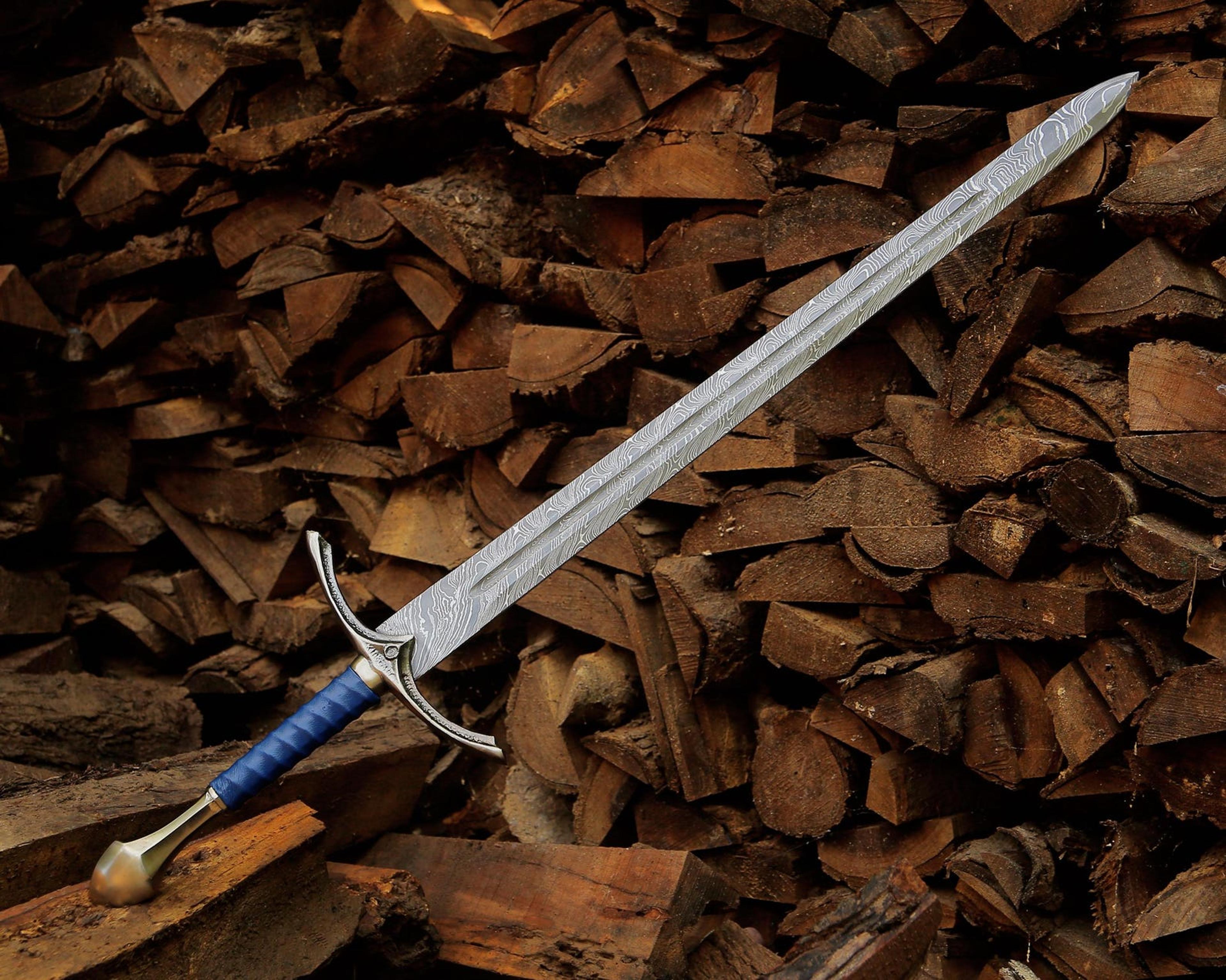 handmade damascus steel longsword 40" personalized medieval collector sword gift