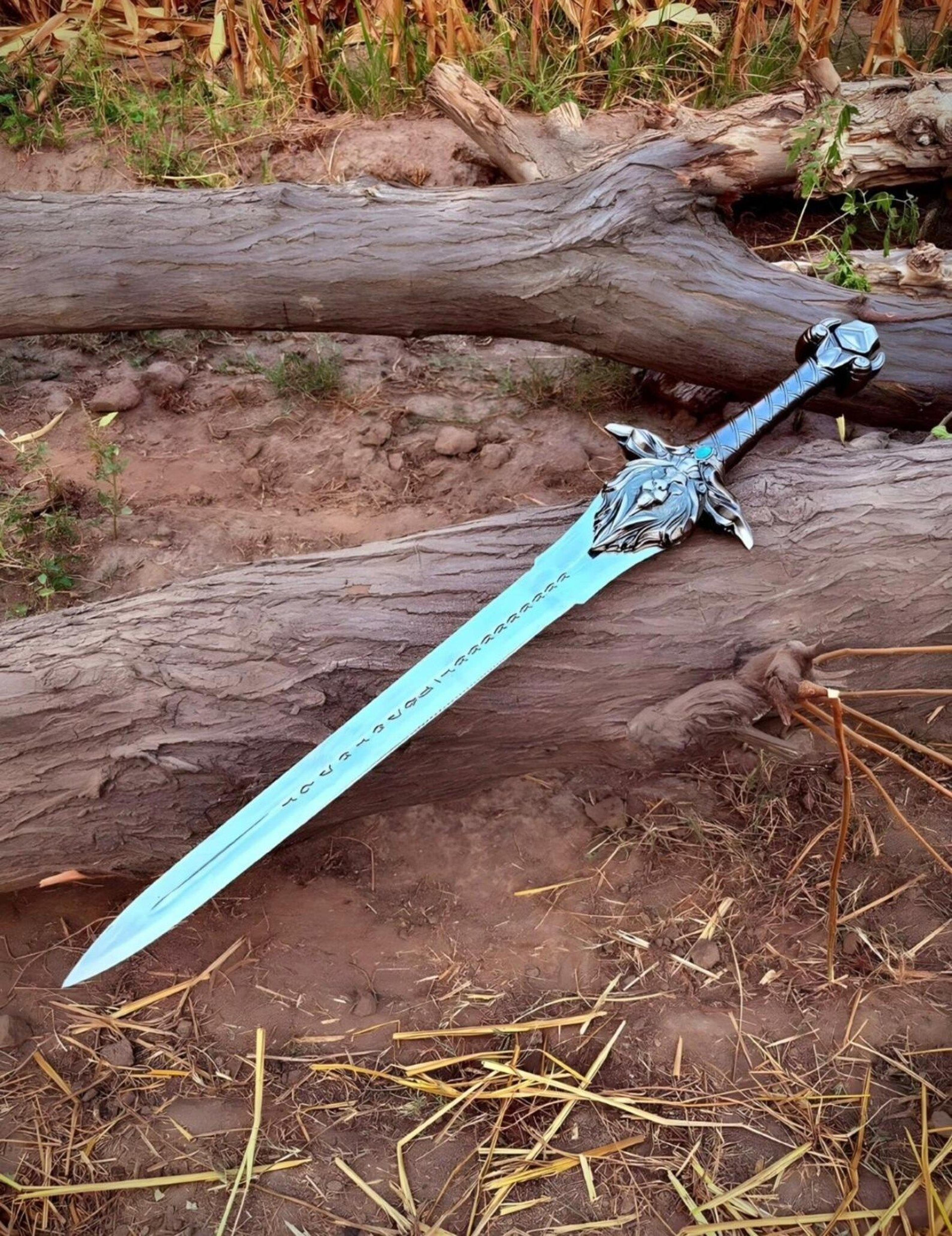handmade royal king sword replica | dual-blade fantasy sword with wall display