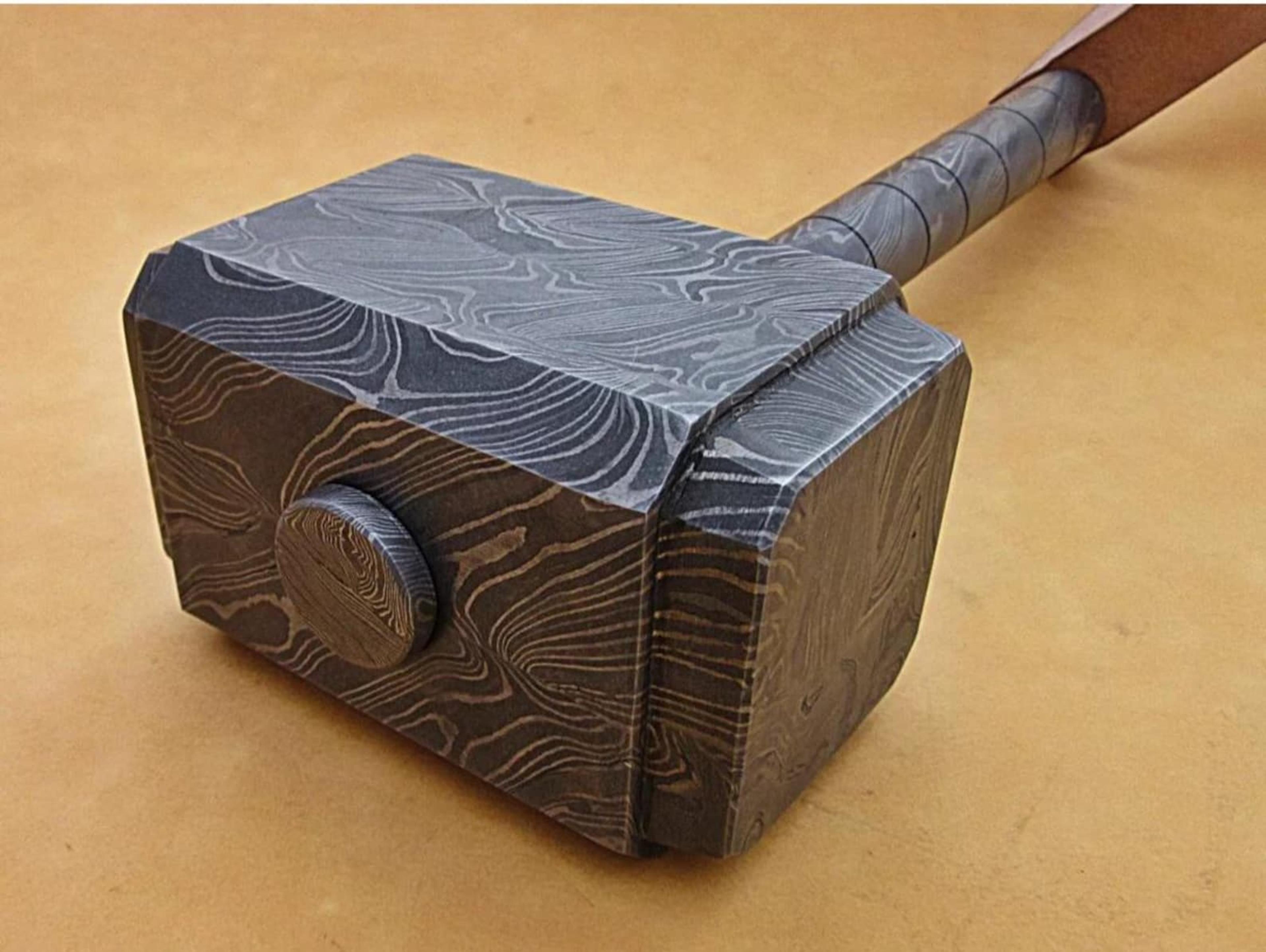 handcrafted viking hammer 16" custom damascus steel mjolnir groomsmen gift