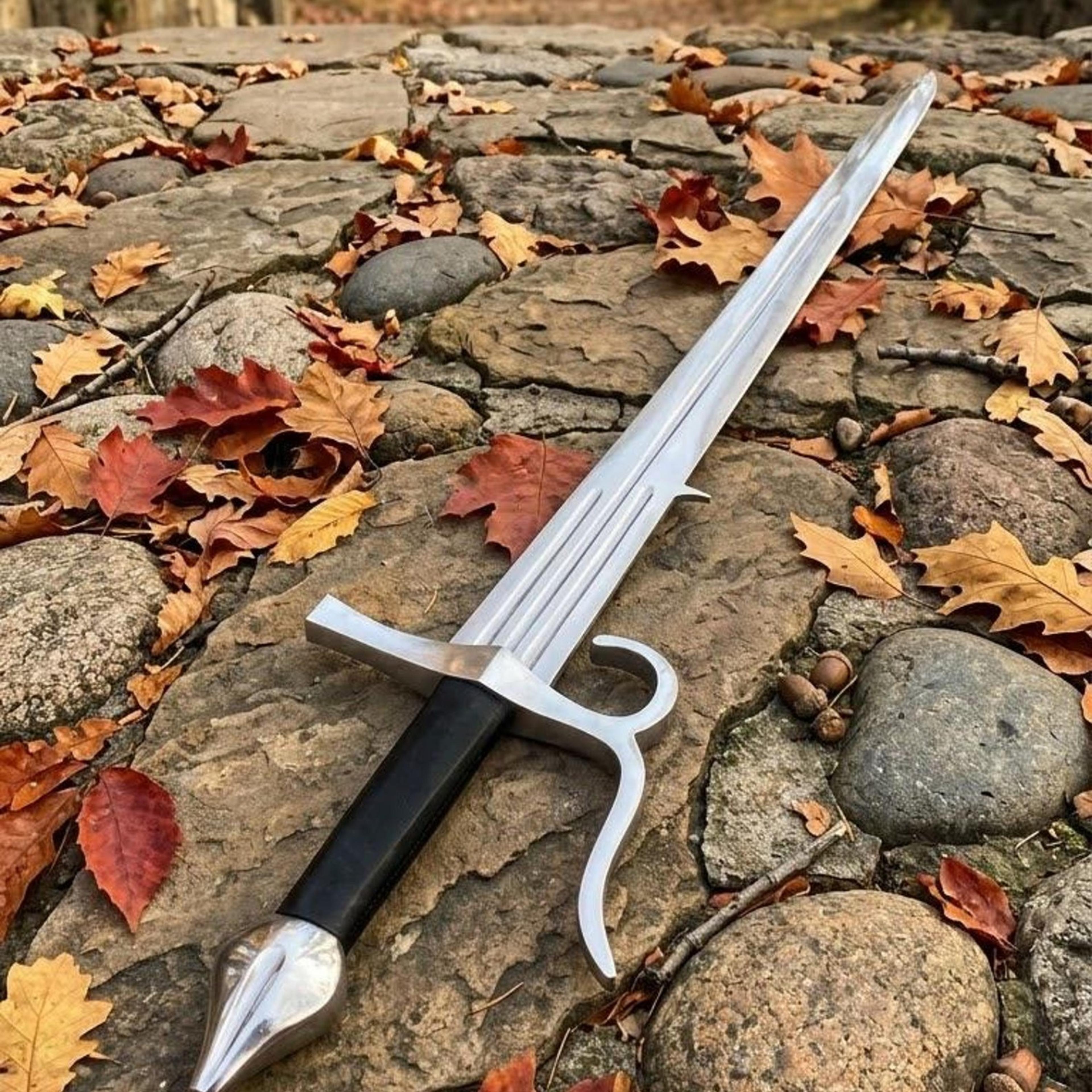 hand-forged doge sword high carbon steel venetian renaissance blade with ornate crossguard and sheath