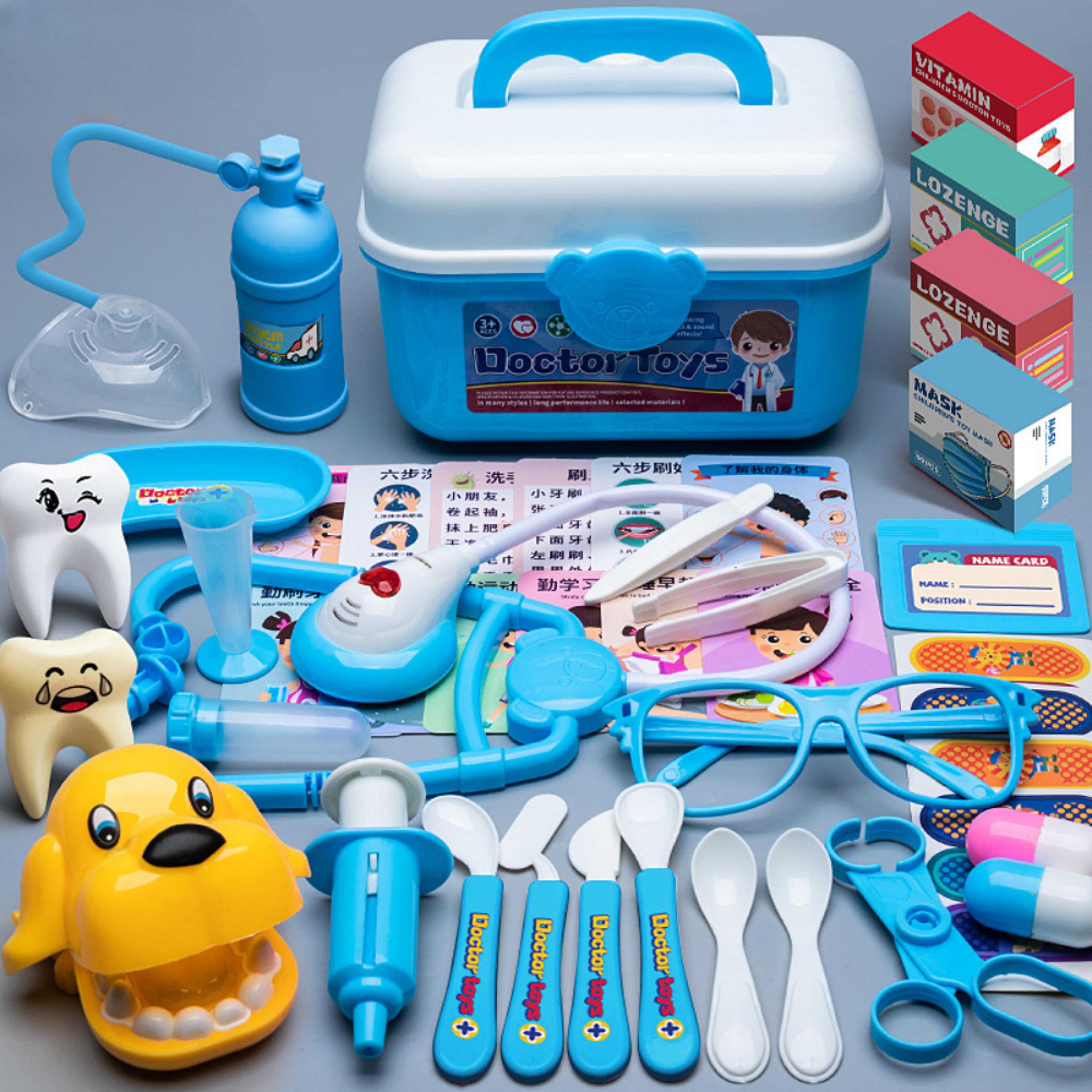kids doctor play set medical toy box with stethoscope & nurse role play kit