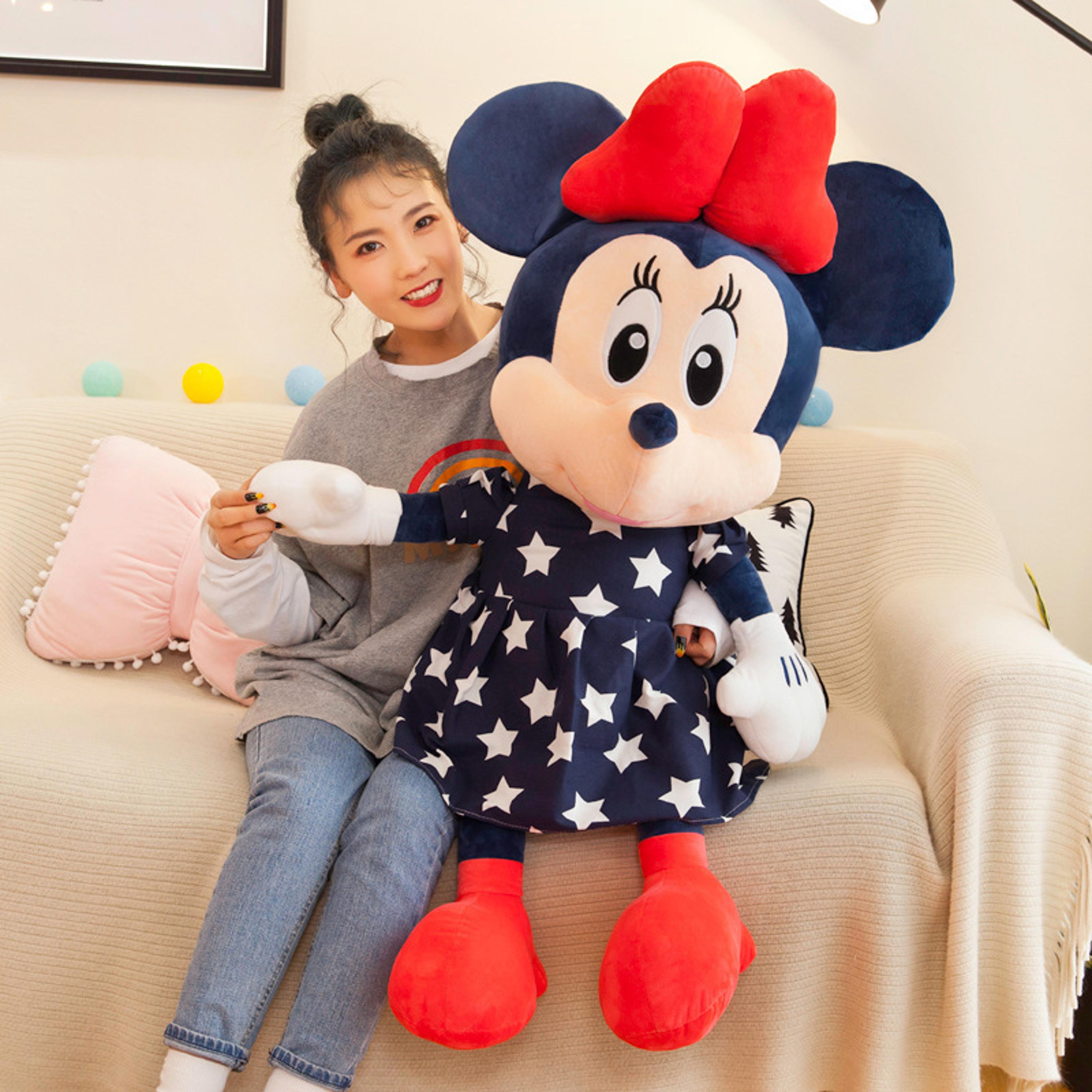 disney star mickey plush toy & minnie doll large couple mickey mouse playing with childrens pillow doll, soft stuffed