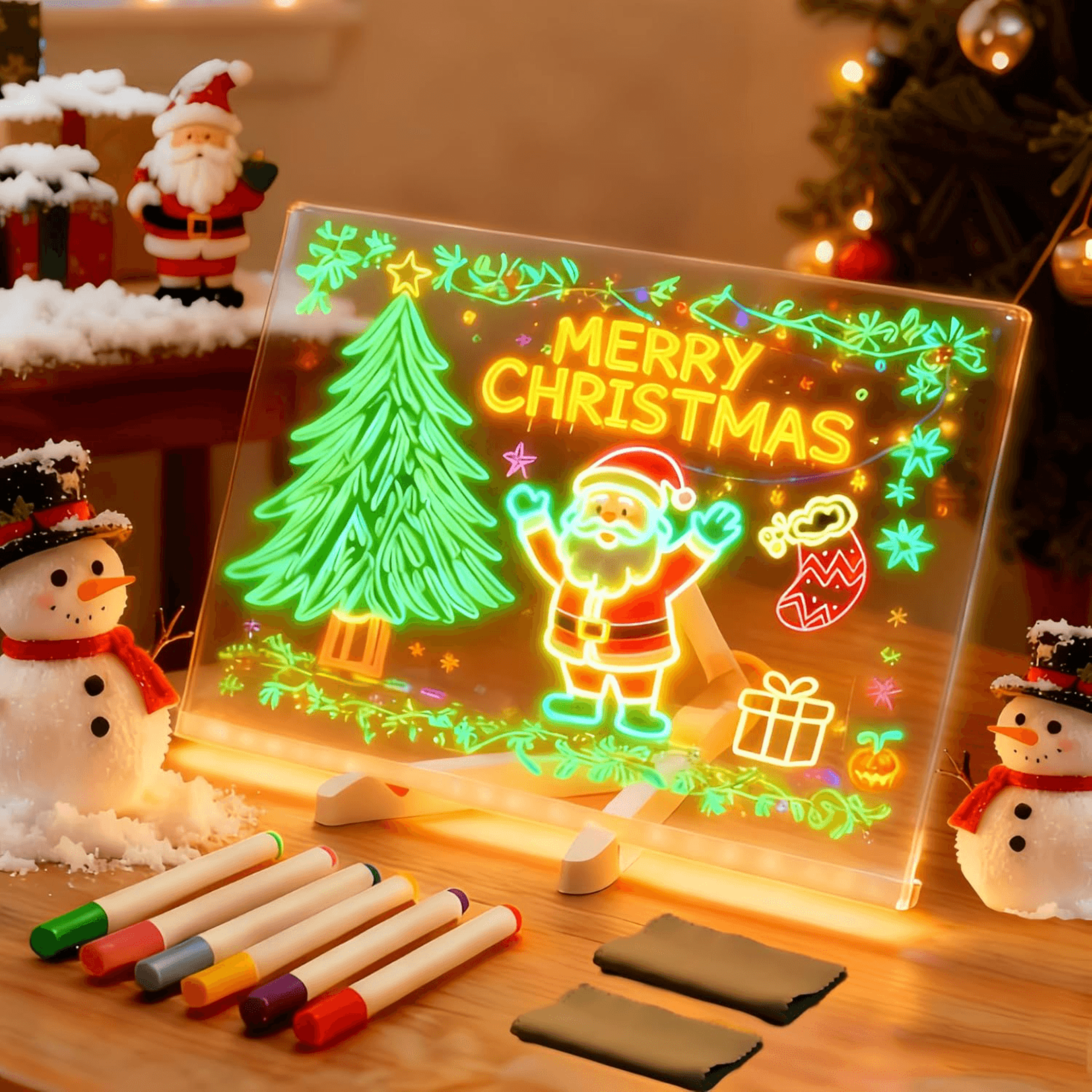 led message board, reusable glowing acrylic notes & drawing surface for home or business