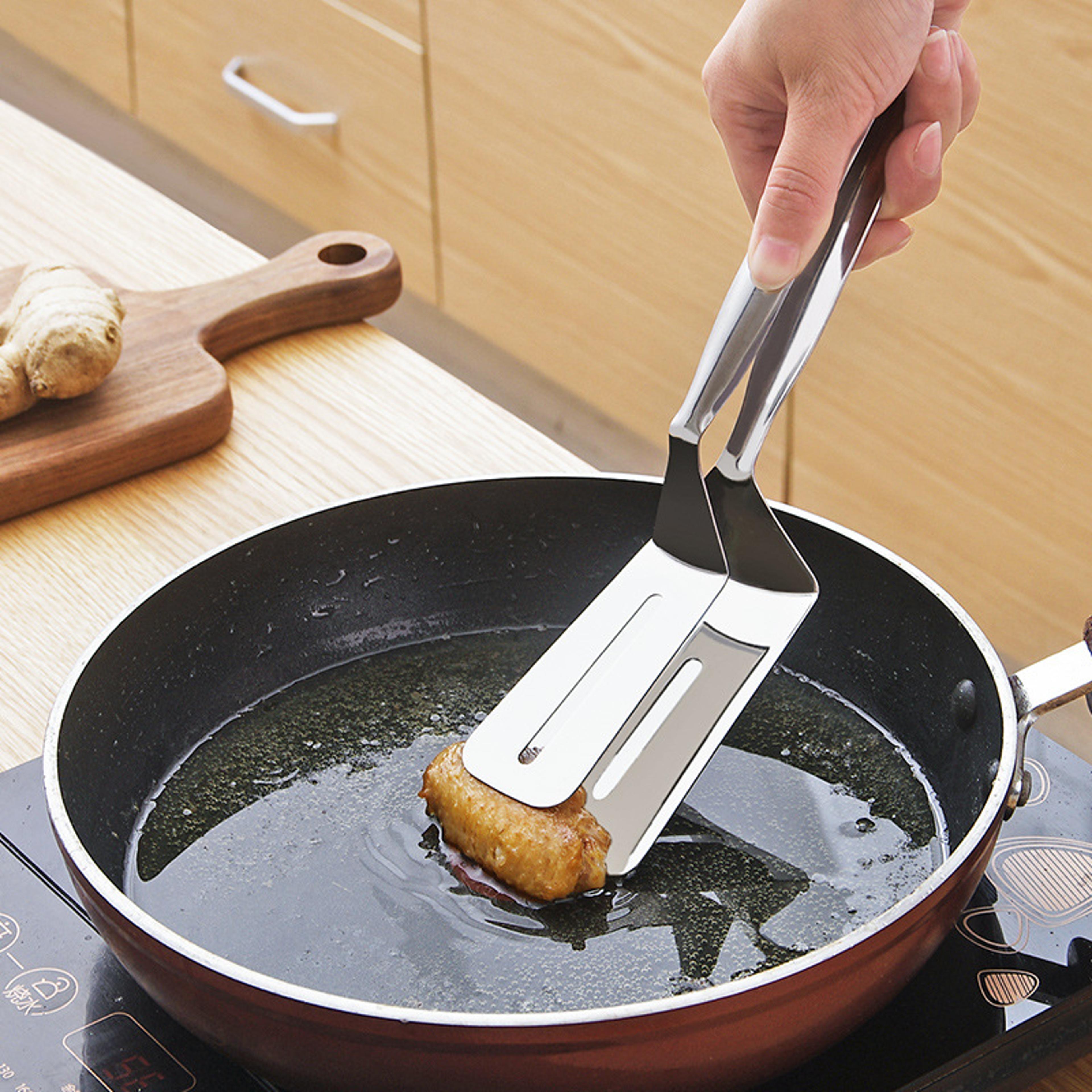 stainless steel frying shovel clip multifunctional steak bbq tongs frying fish spatula clip household kitchen tool