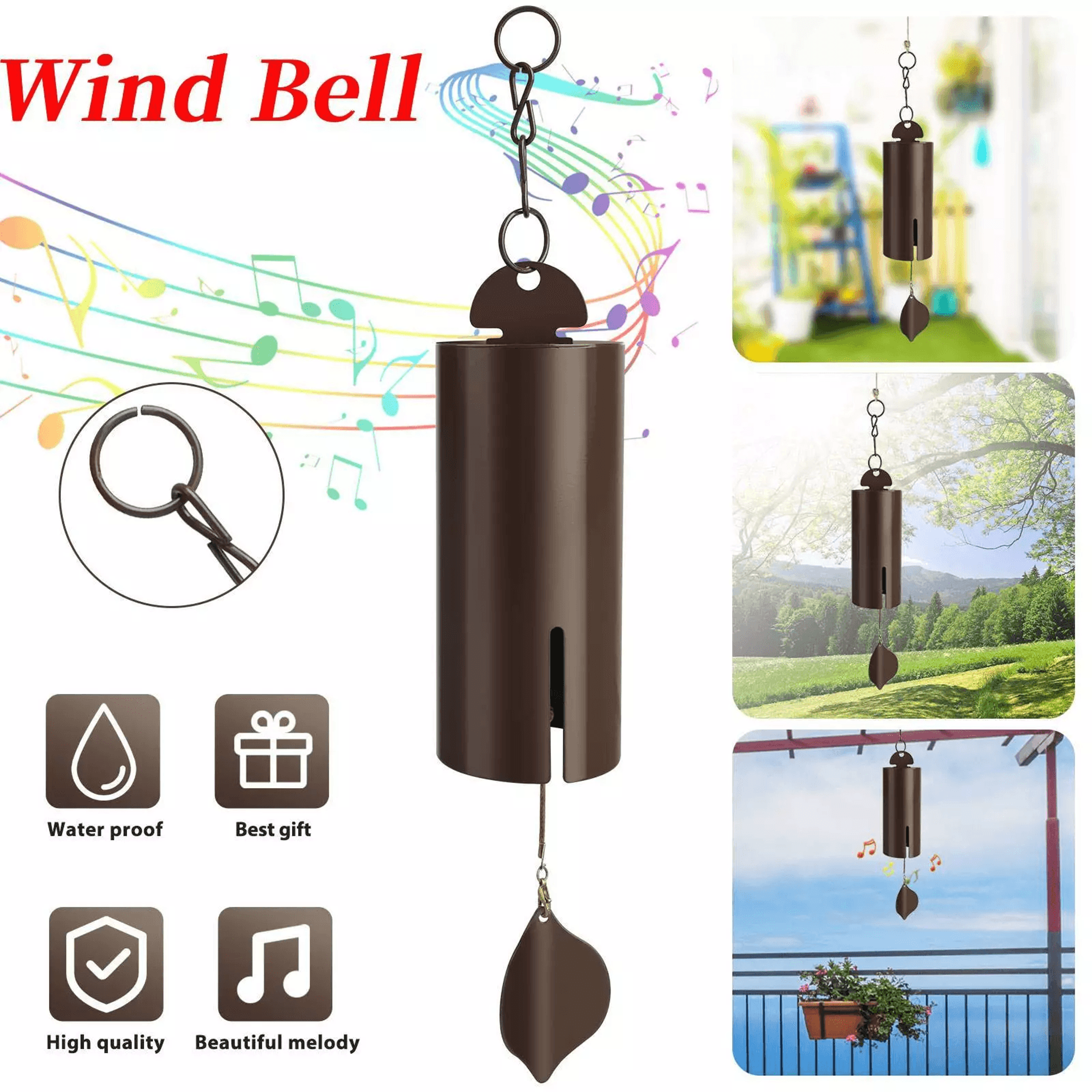 heroic wind chime outdoor large deep resonance serenity bell, metal home decor windbell for backyard, garden