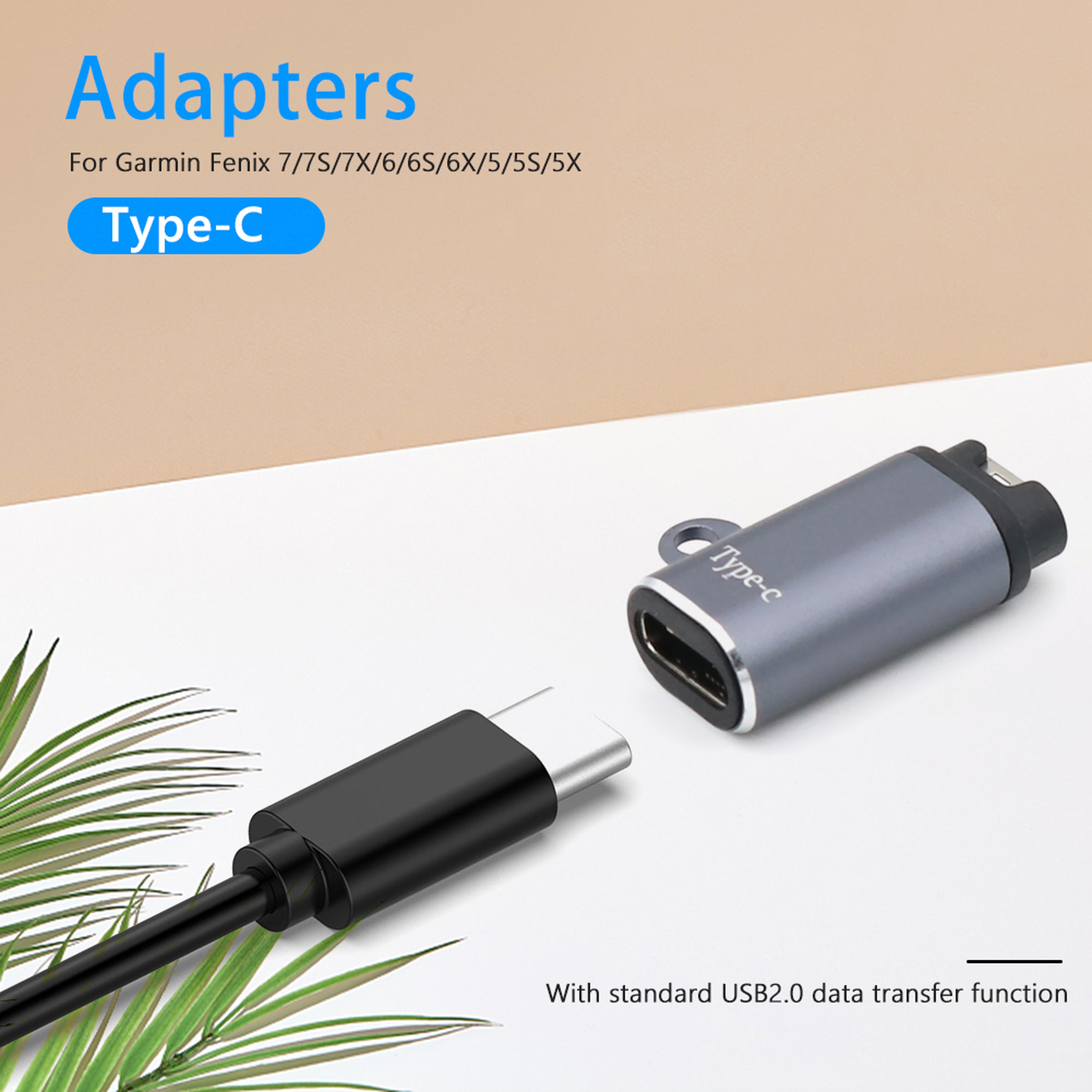 garmin watch charger adapter, portable usb charging converter with type c/micro usb for fenix 7/6/5, instinct 2s & more
