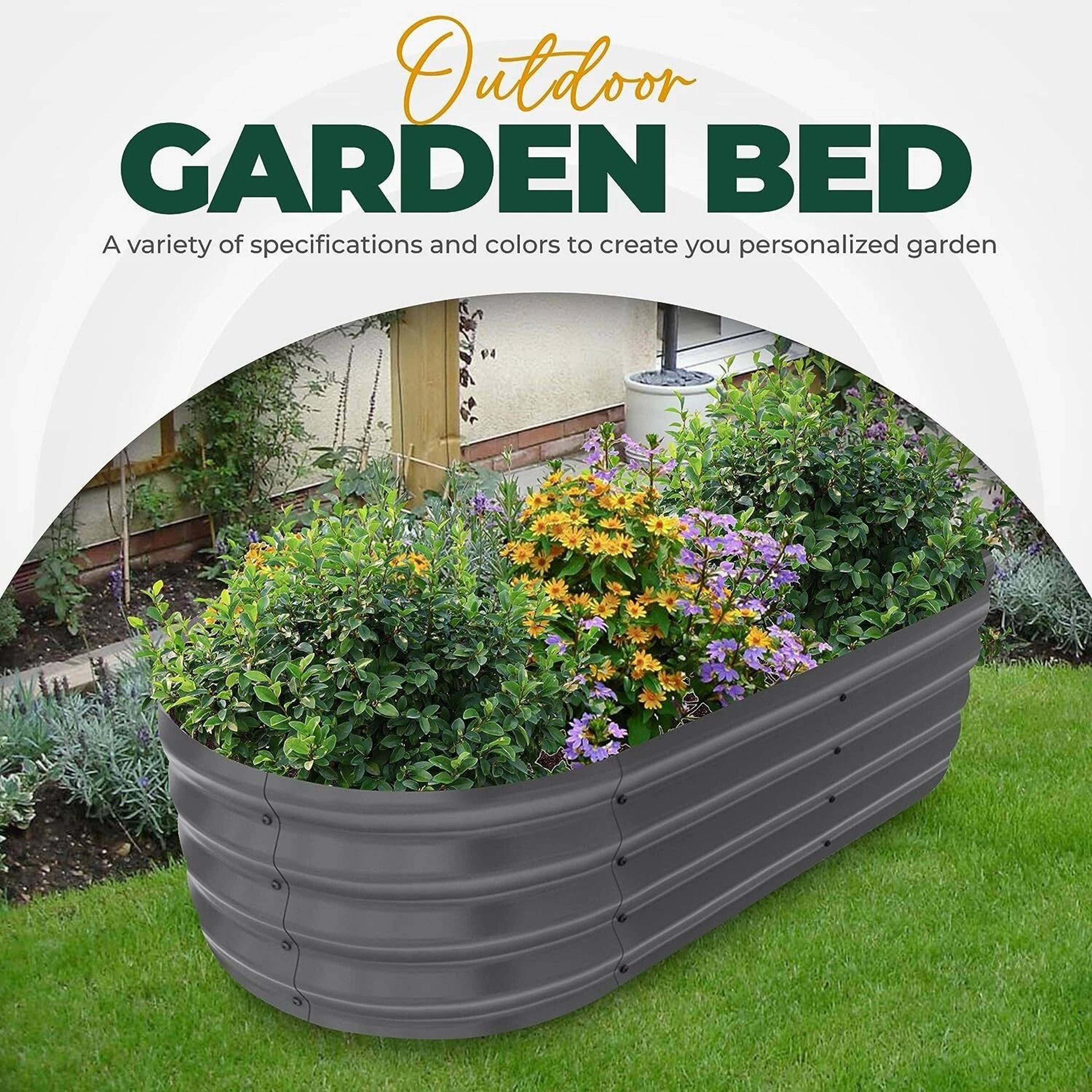 galvanized raised garden bed planter box for vegetables – outdoor durable steel planter by utopia home