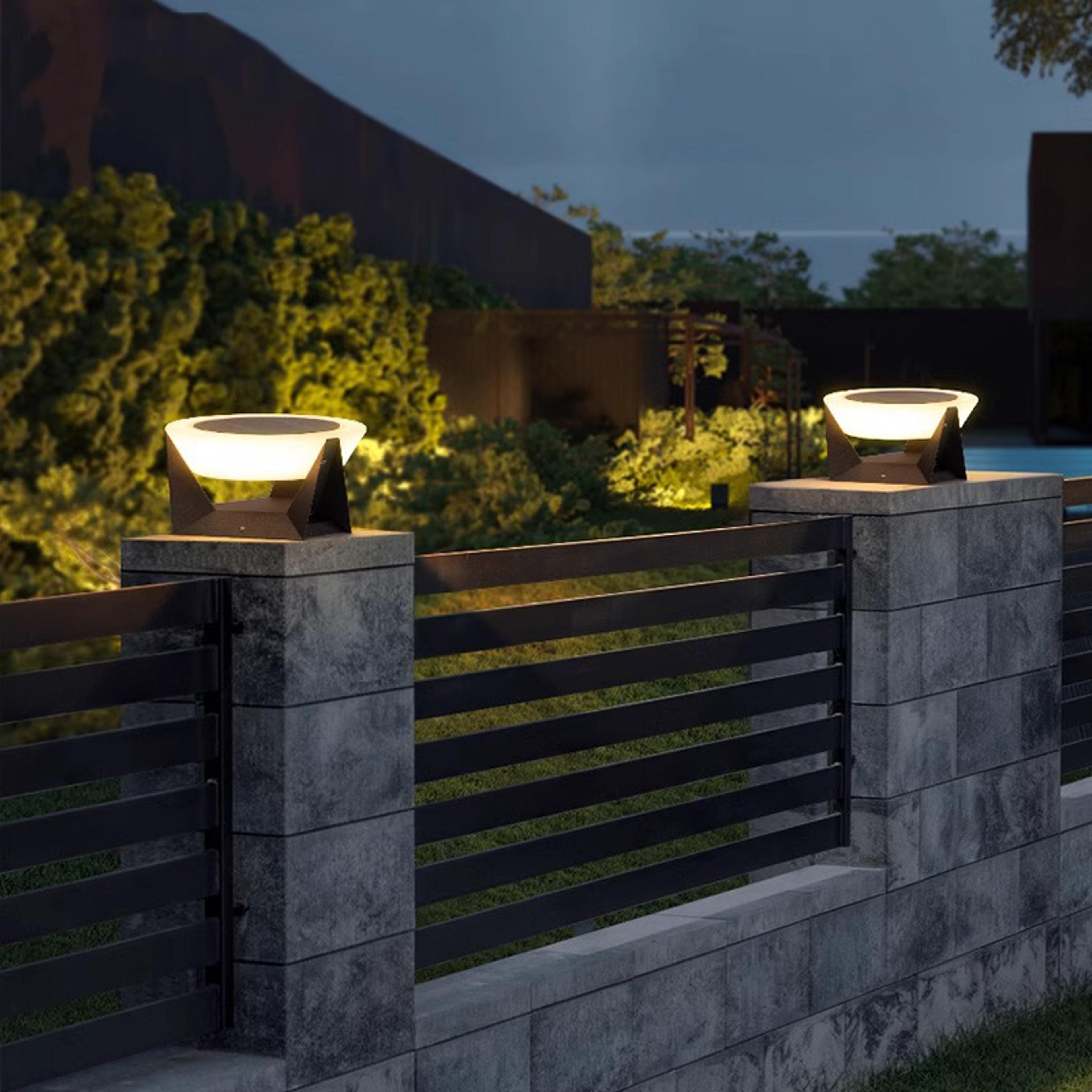 remote controlled stainless steel solar led column light waterproof outdoor courtyard & door post dimming light fixture