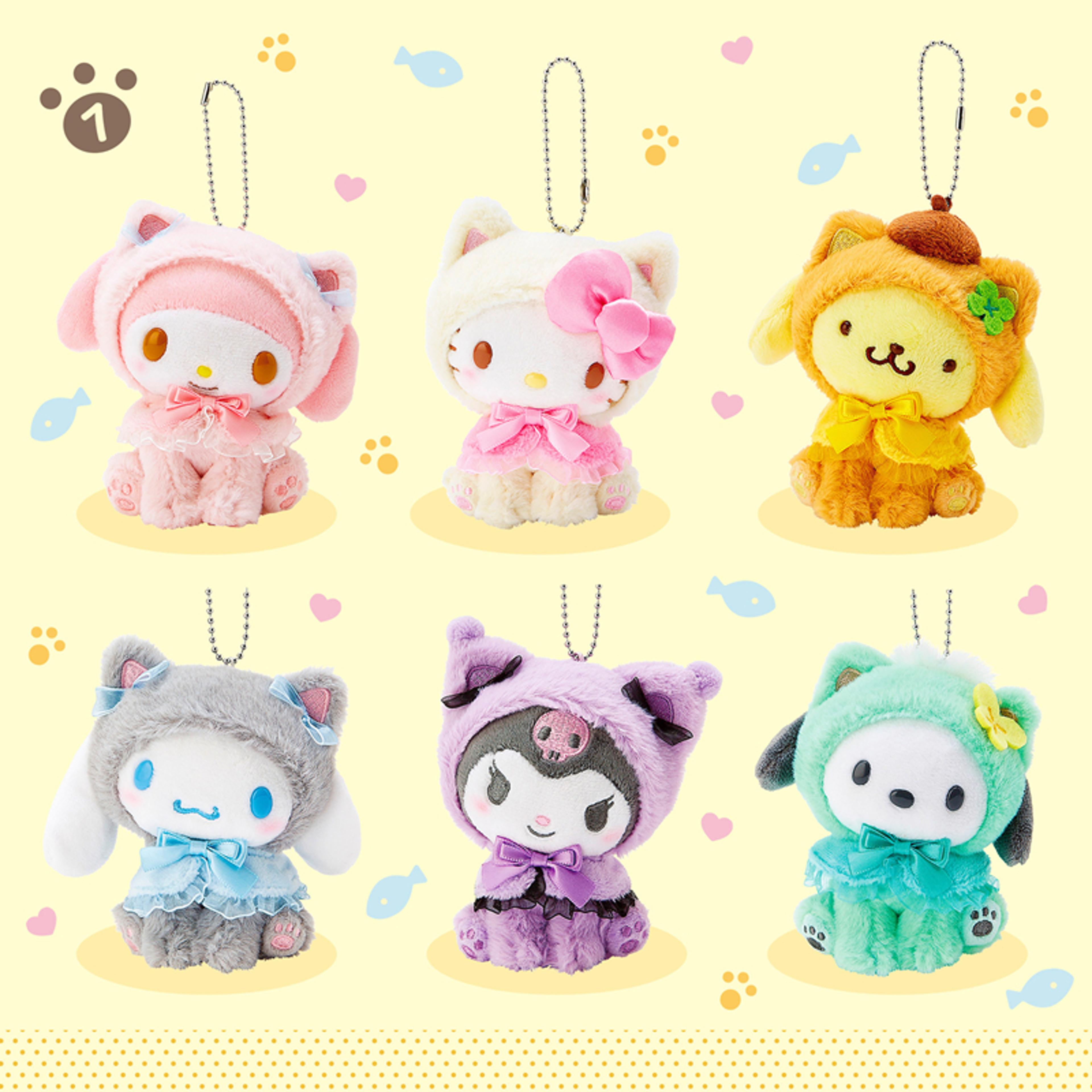 kawaii hello kitty kuromi plush keychain, sanrioed cute doll pendant for bags, kids, car, gifts & christmas decorations