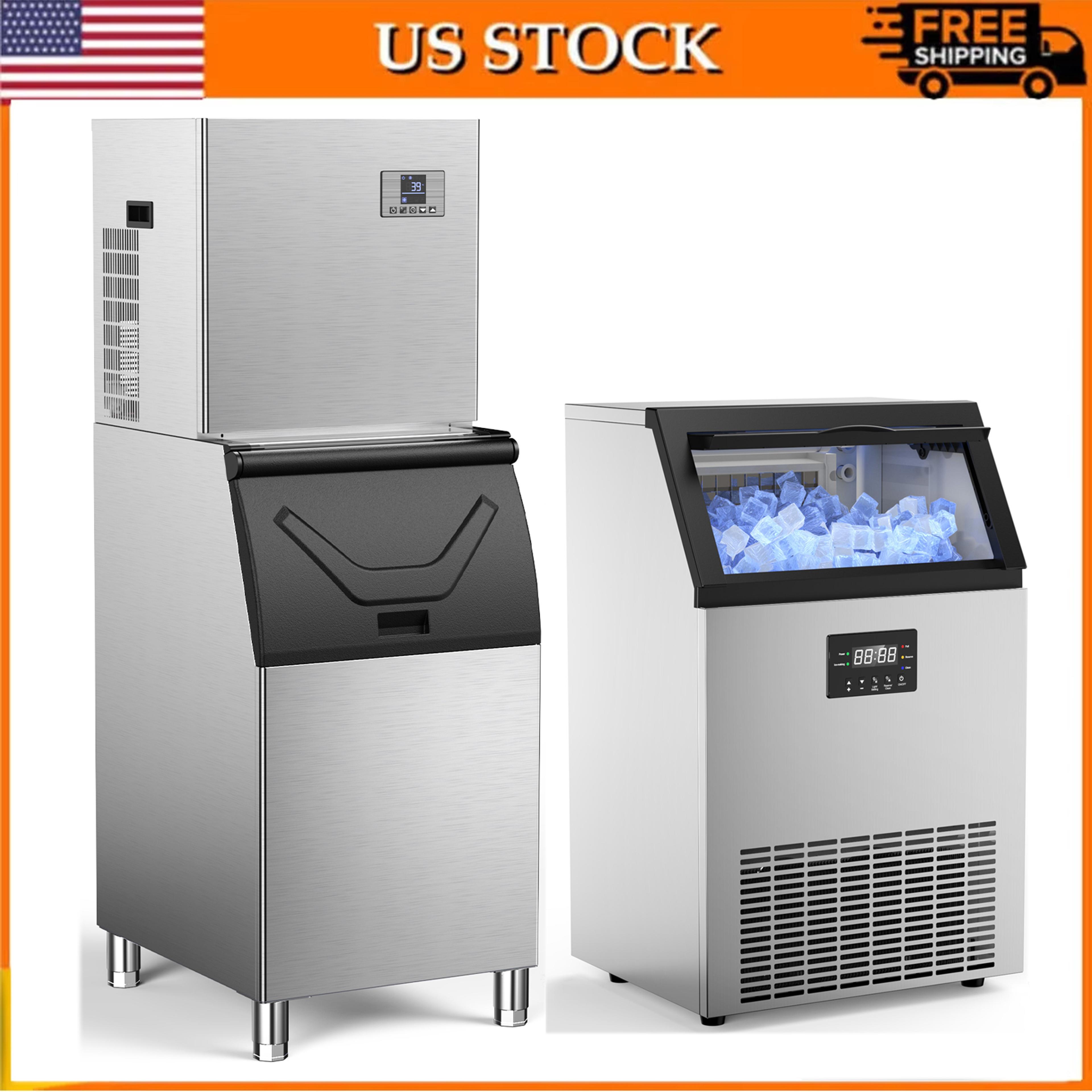 commercial ice maker machine large storage bin, auto self-cleaning, perfect for home, bar & business