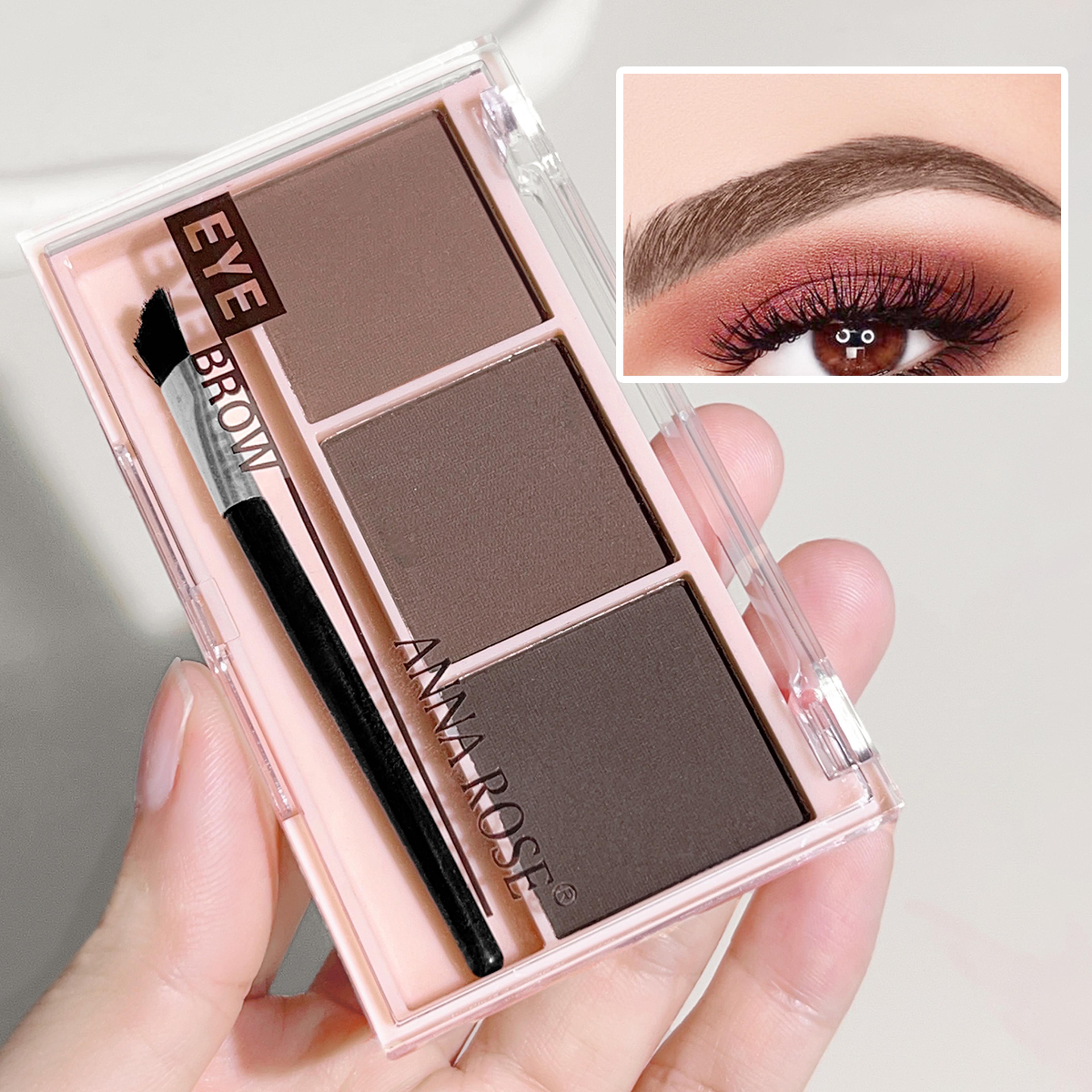 waterproof three color eyebrow powder, sweat proof natural long lasting, three dimensional eyebrow shape palette