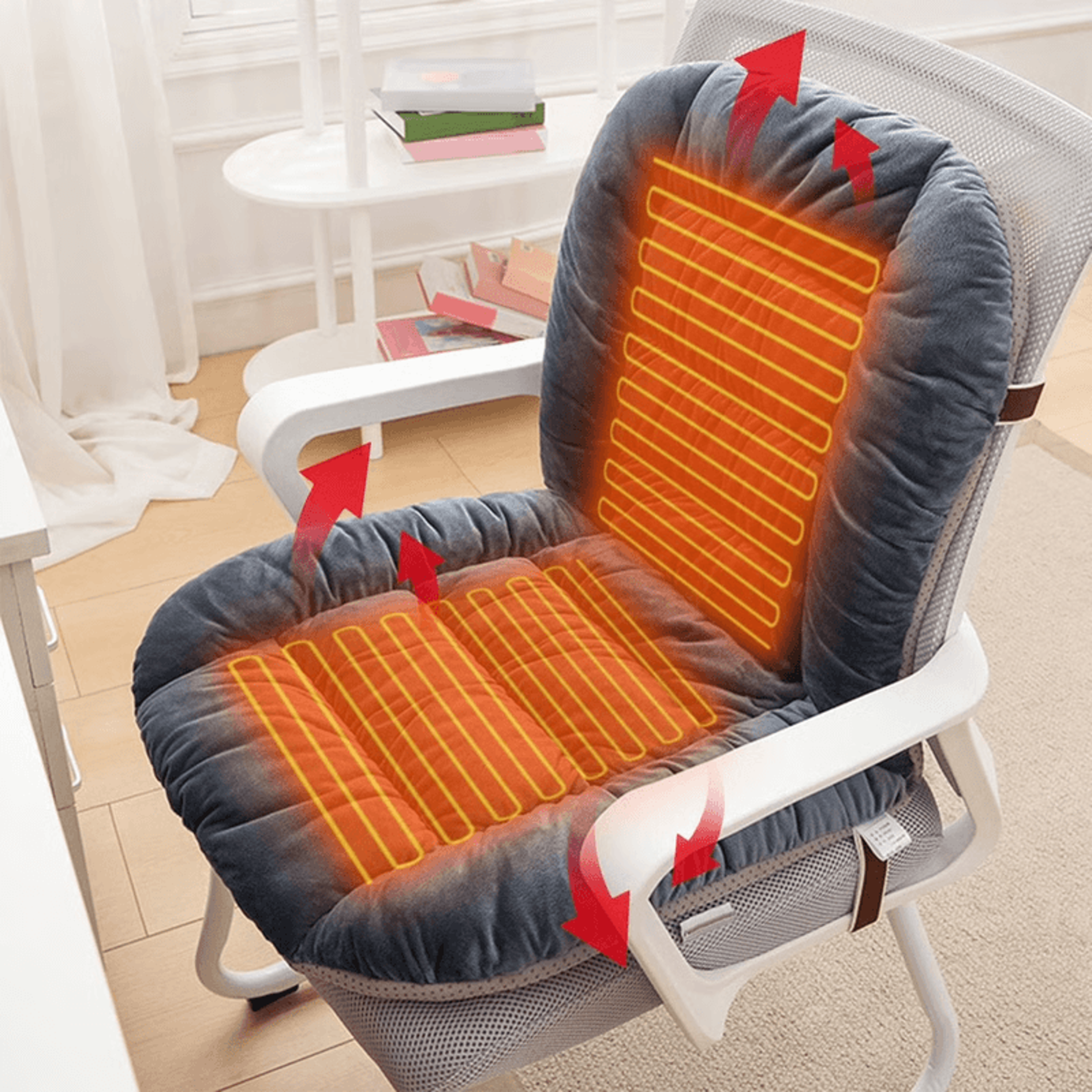 heated office chair cushion with backrest, 9 heat settings for full-body