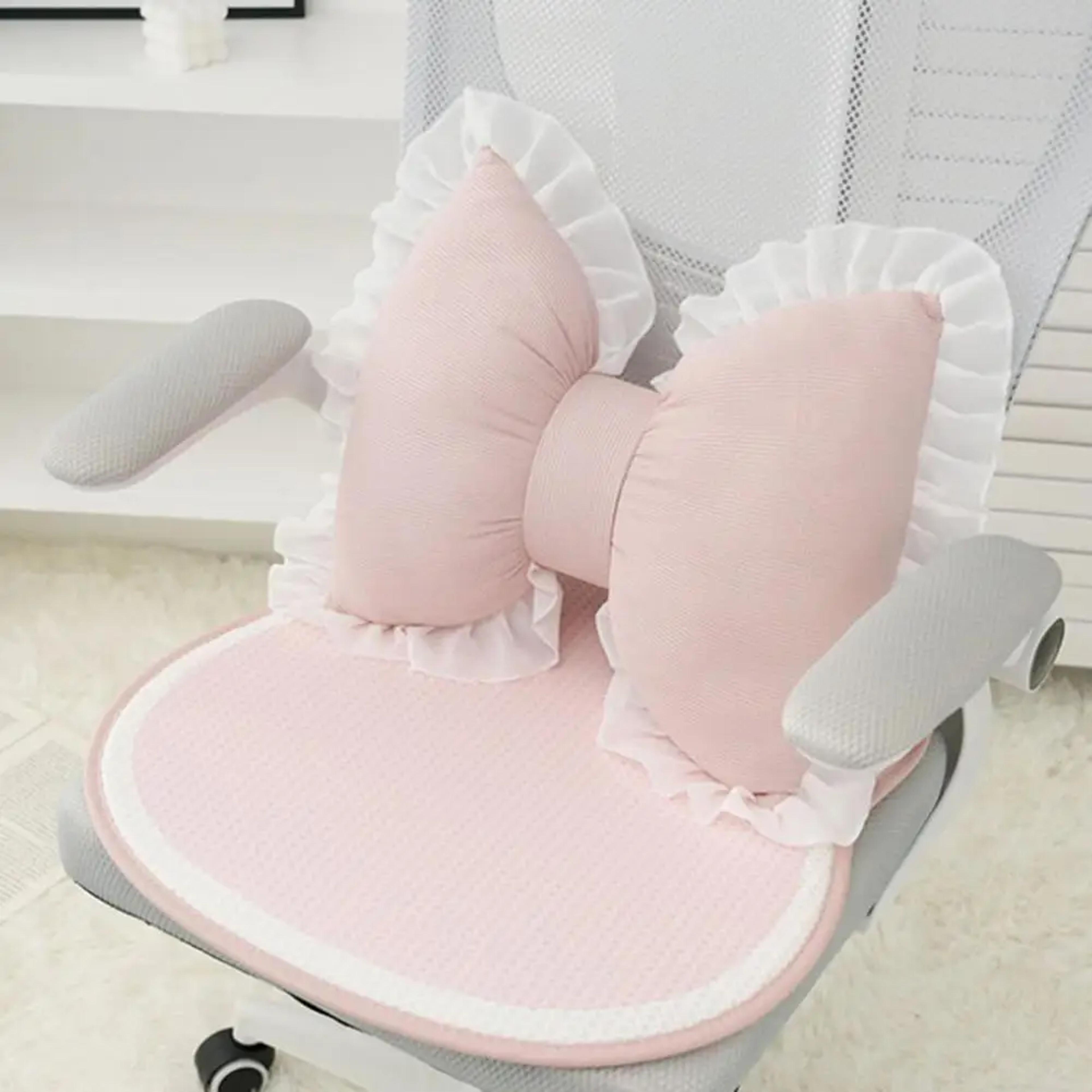 pink bow lace sofa pillow, plush pp cotton filled, decorative bed sofa support pillow, car seat matching cushion
