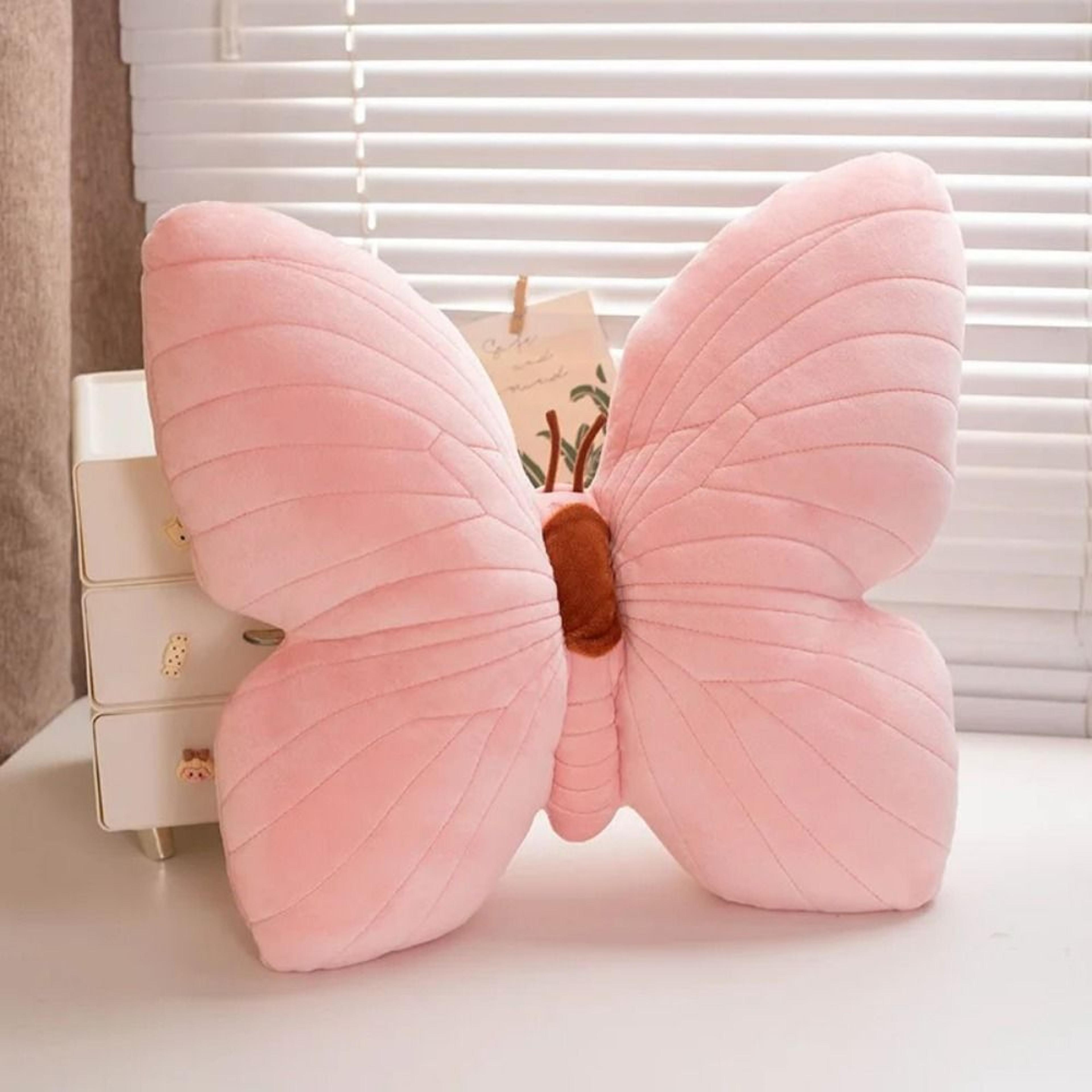 cute butterfly pillow throwing pad, short plush cushion pink toy for bedroom, sofa home textile cushion, soft decorative