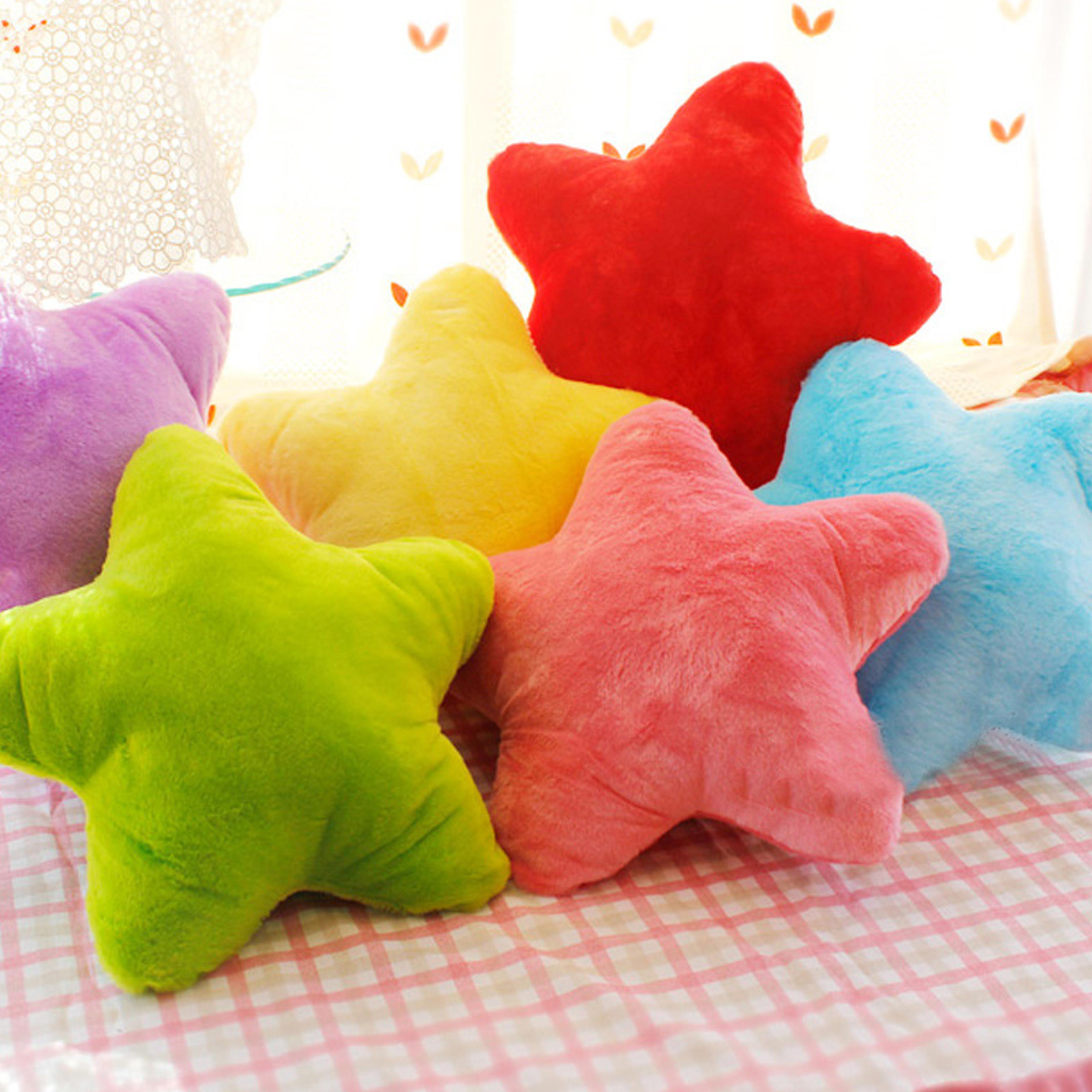 soft five-pointed star pillow plush cushion, yellow, pink, and red home decoration for bedroom sofa ornaments