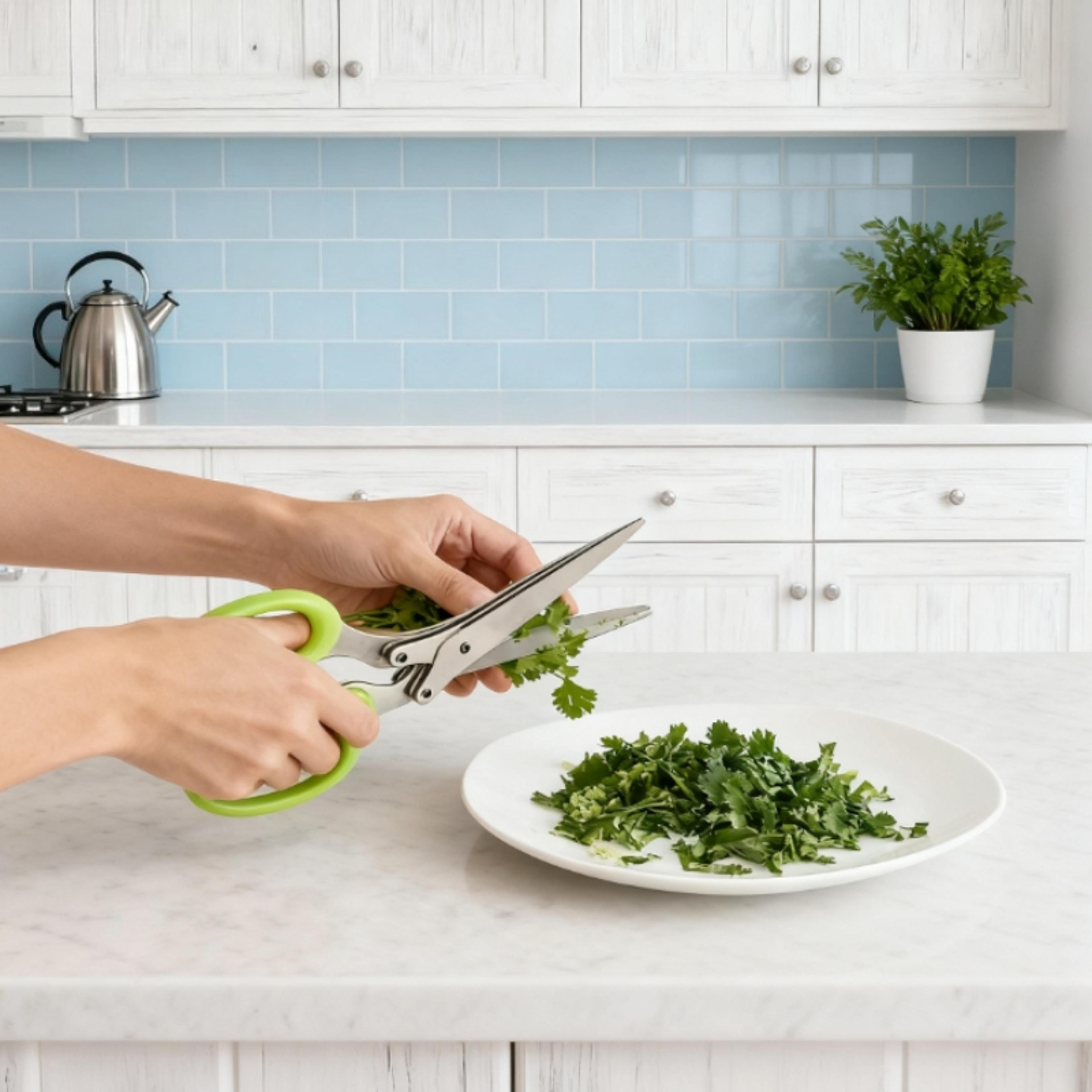 versatile forged stainless steel ambidextrous kitchen scissors, ultra-sharp onion herb shredder, safe & durable