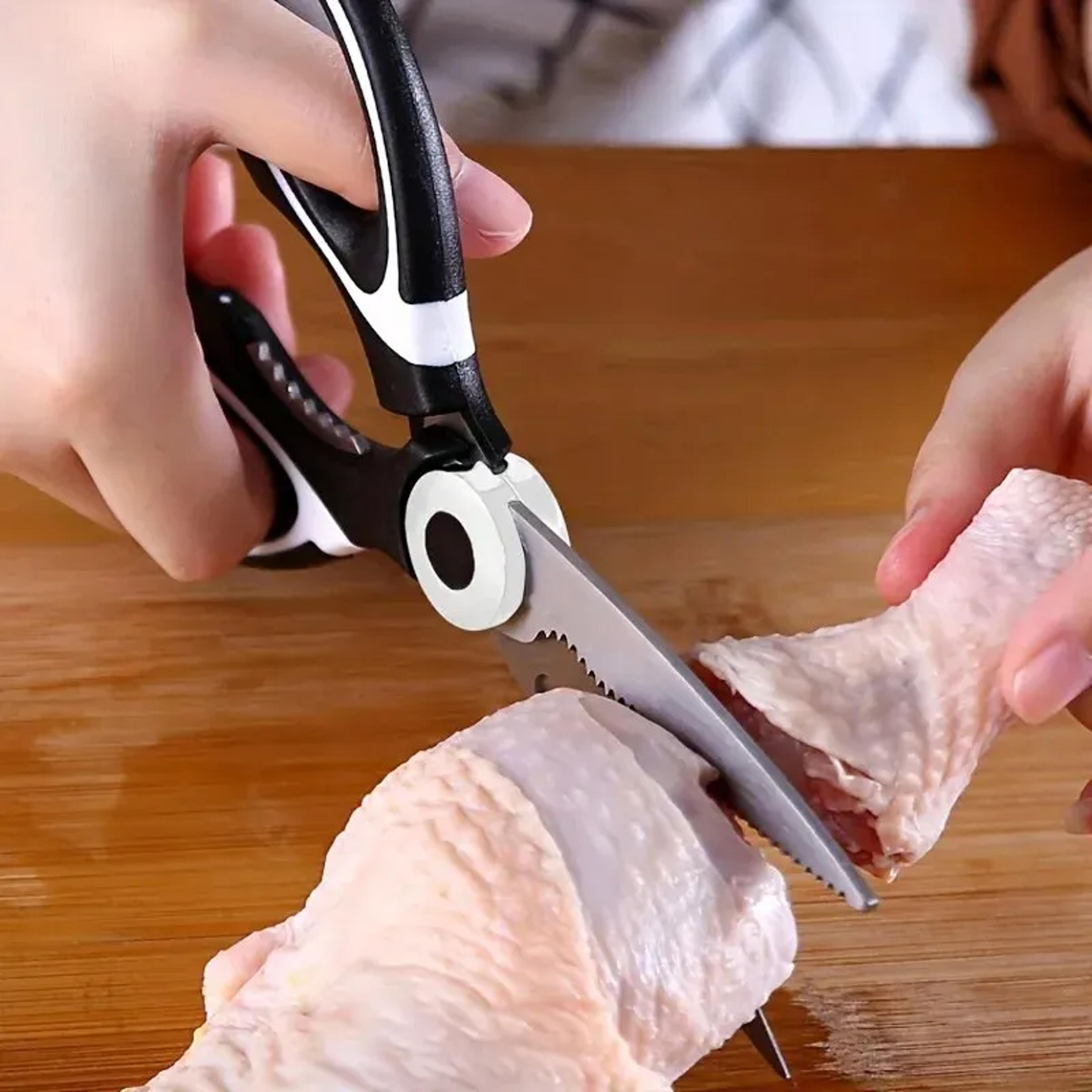 durable food scissors for duck, fish & broiler bones, pizza & salad bar, steel strong
