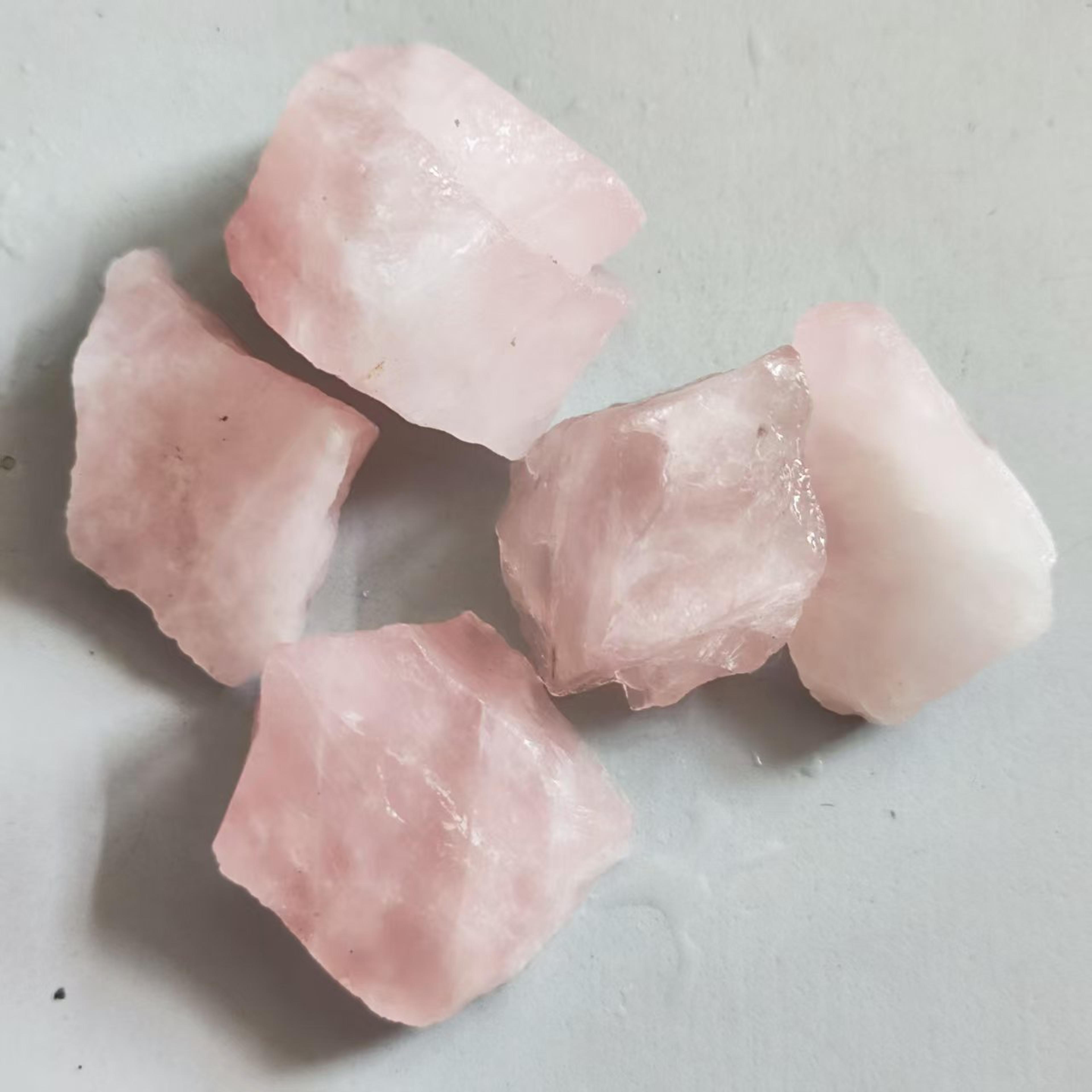 rough quartz pink crystal gemstones, natural rose quartz, home decoration healing stone