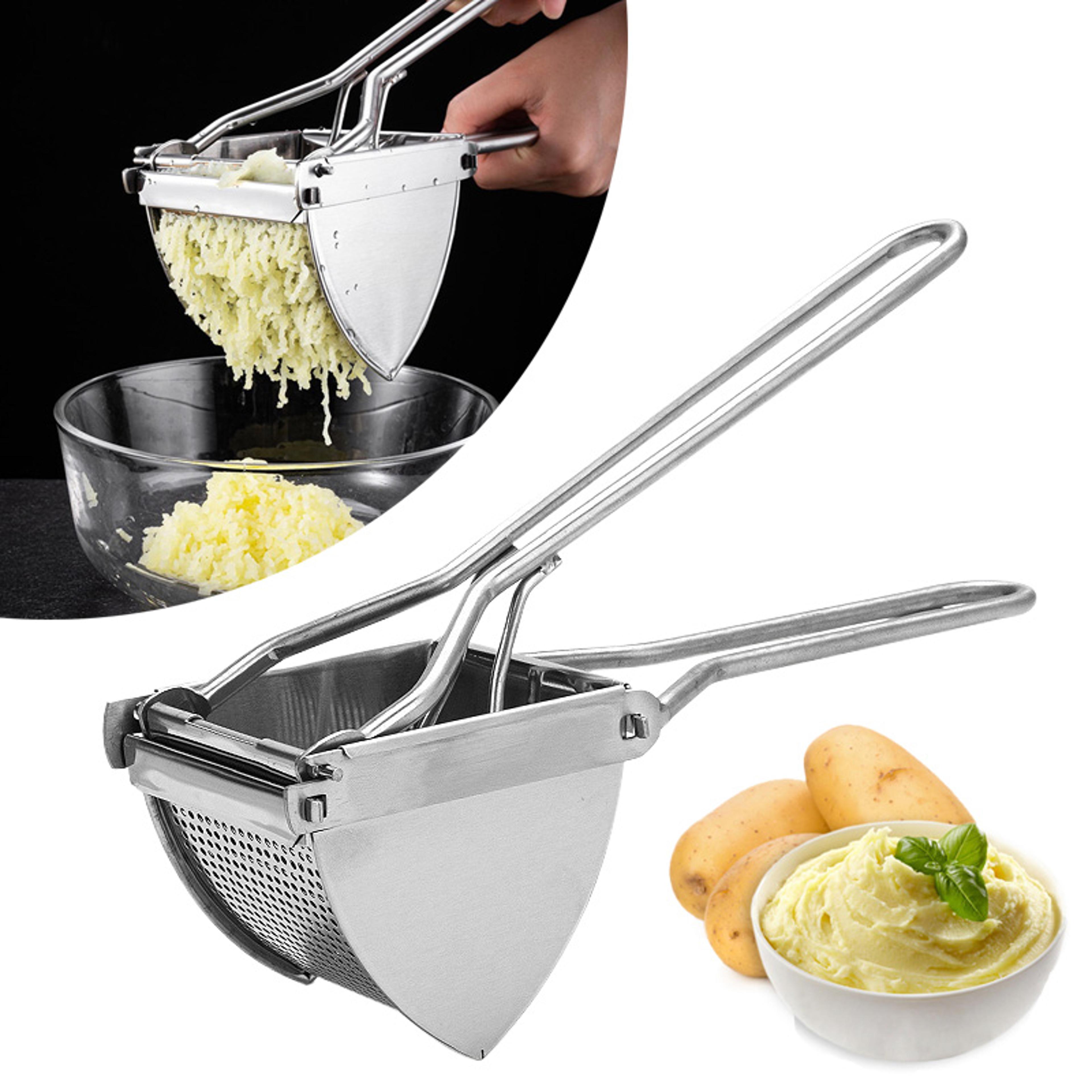 stainless steel potato ricer masher, heavy duty fruit vegetable juicer for baby food preparation