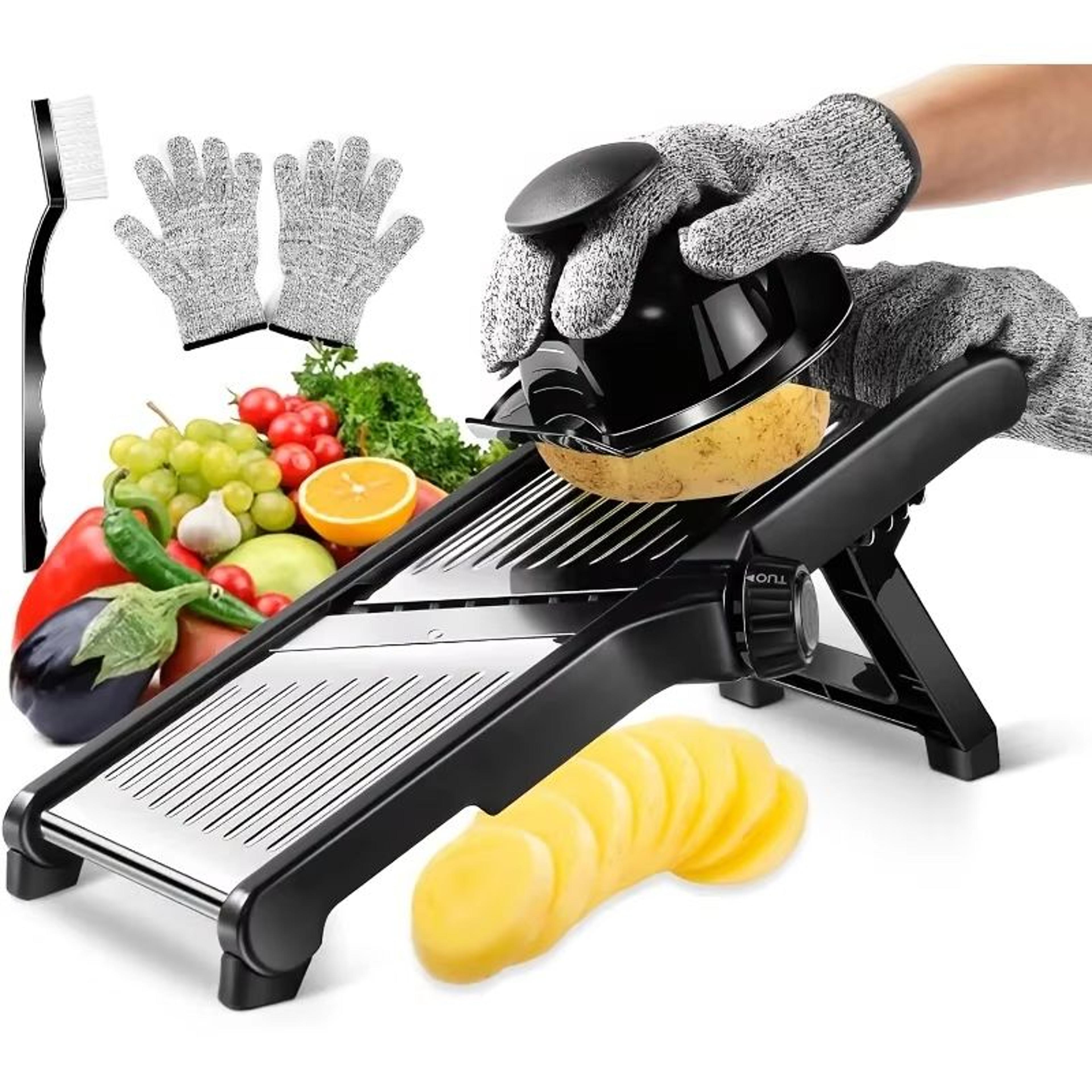 blades & holder - safe hand guard food chopper for vegetables, easy clean design