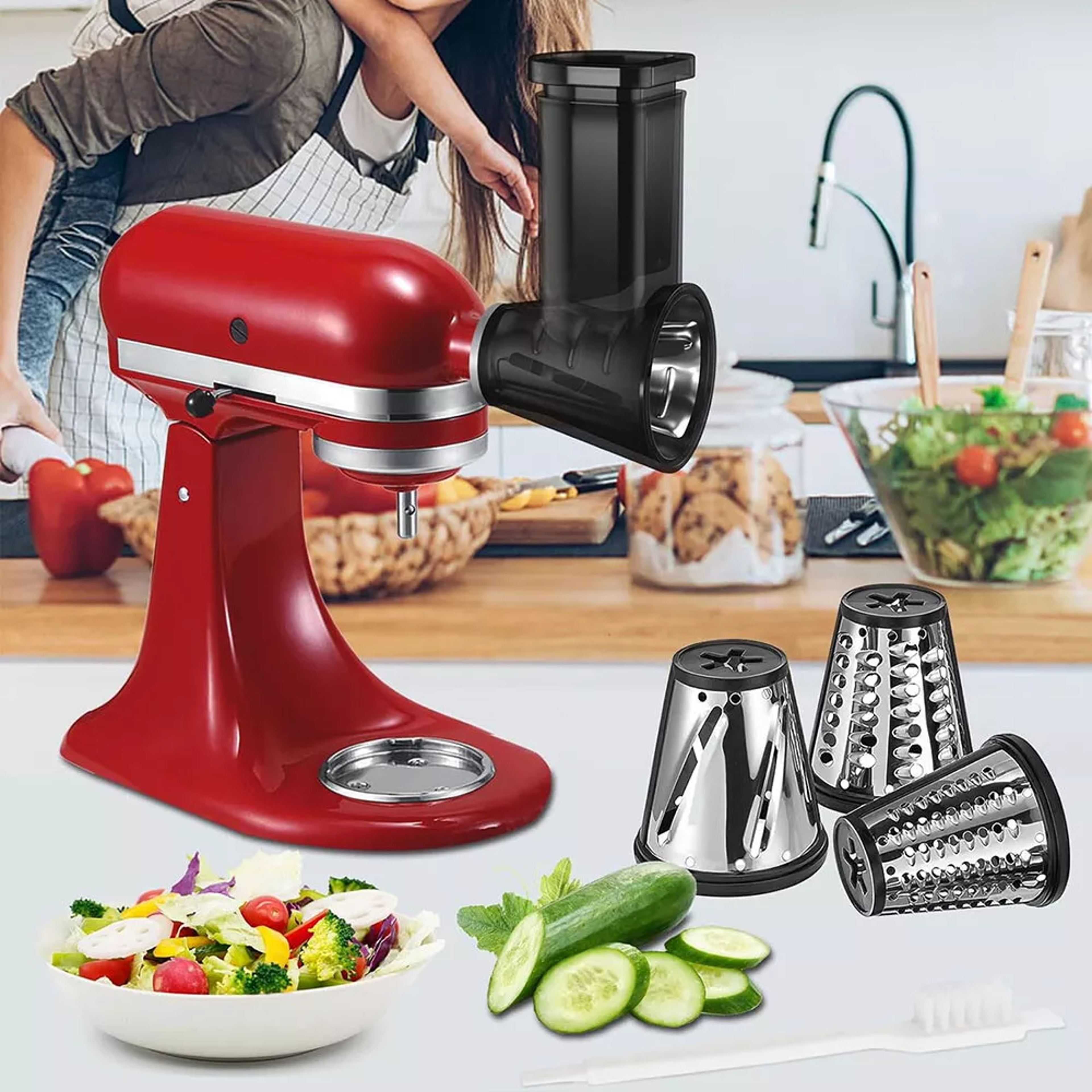 cheese grater accessories for kitchenaid stand mixer, slicer shredder chopper attachments