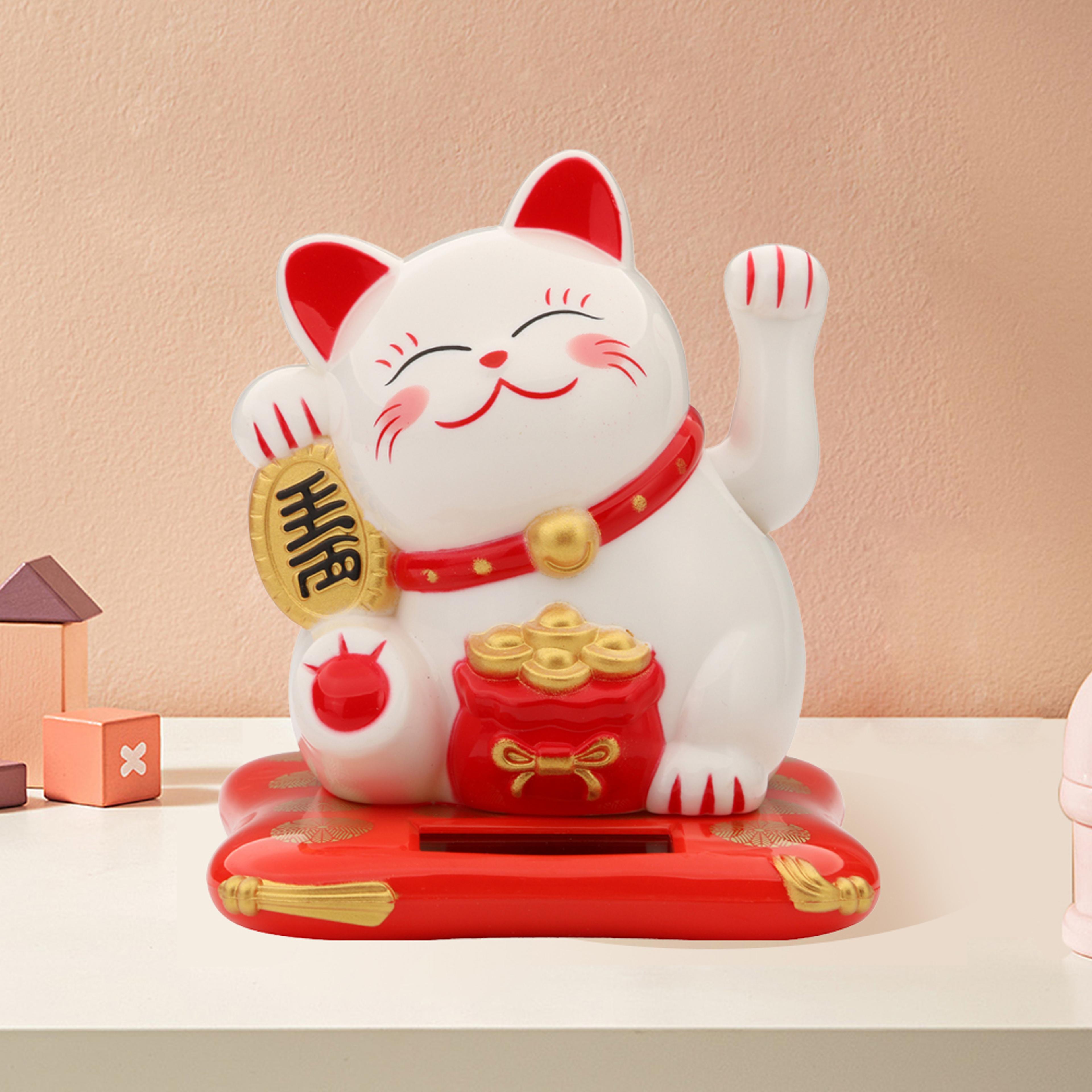 cute solar powered cat statue, windshield decor for home/office